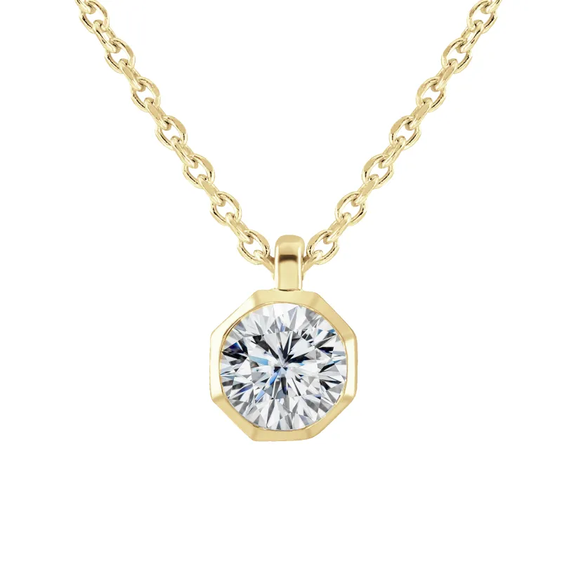 9ct Yellow Gold 0.40ct Diamond Solitaire Octagonal Necklace sold by Jura Watches