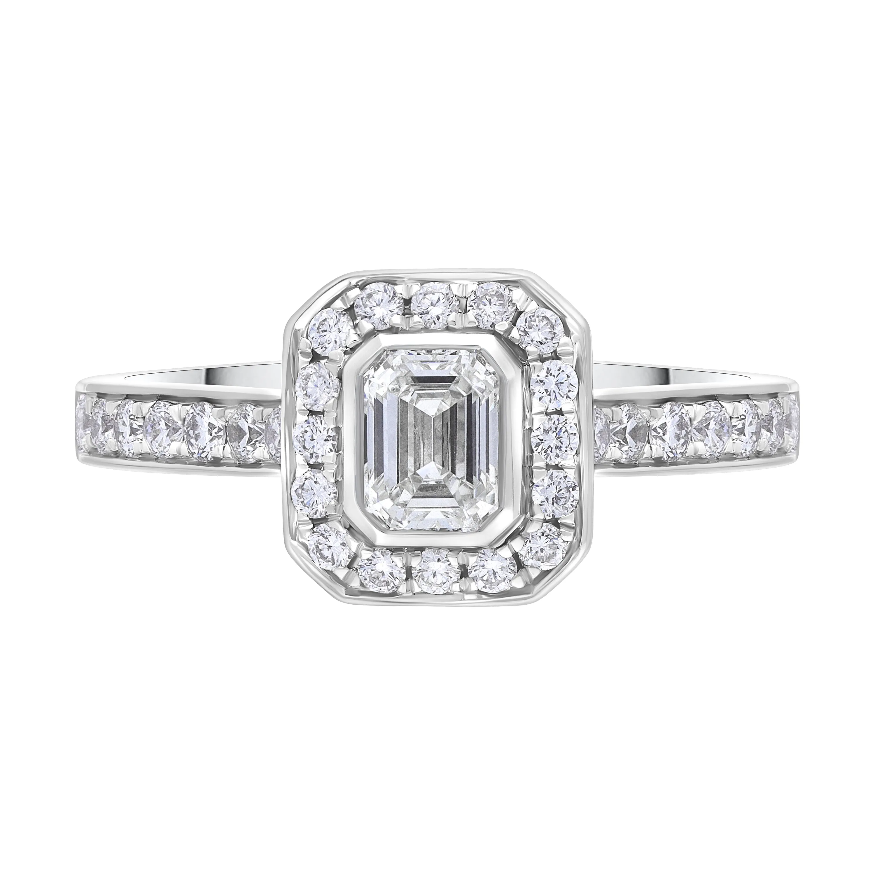 Platinum GIA Certified GVS2 0.59ct Diamond Emerald Cut Framed Cluster Ring sold by Jura Watches product image thumbnail 2