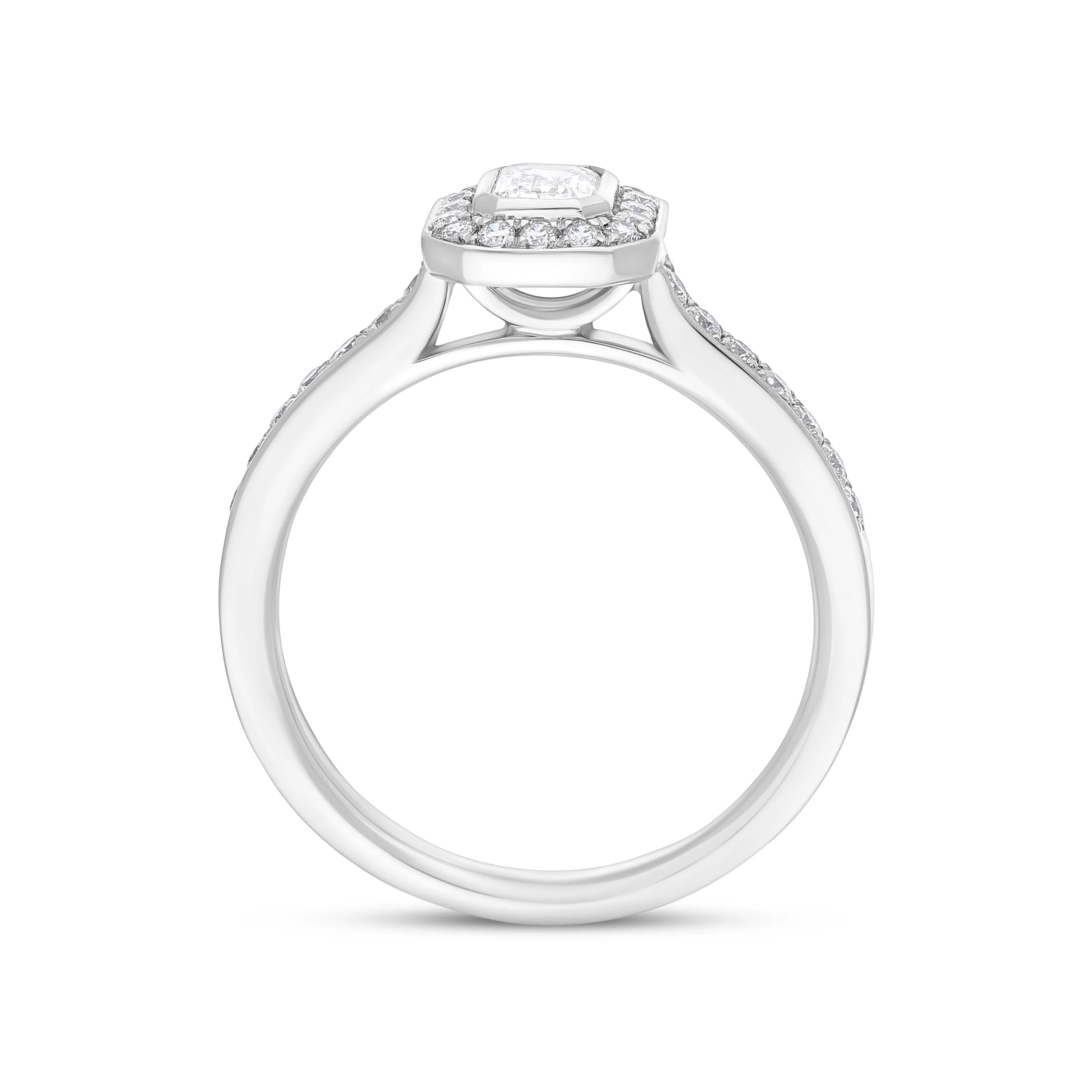 Platinum GIA Certified GVS2 0.59ct Diamond Emerald Cut Framed Cluster Ring sold by Jura Watches product image thumbnail 3