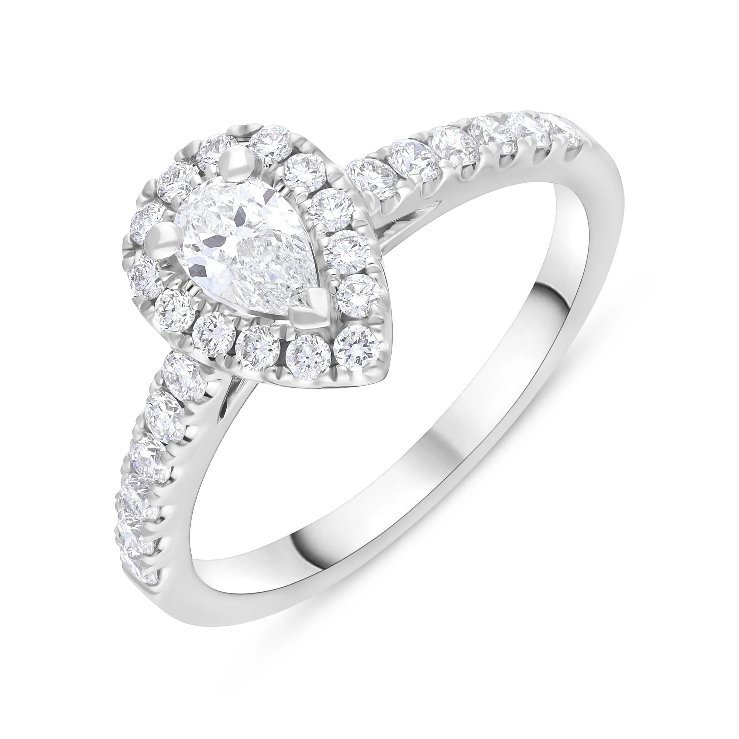 Platinum GIA Certified FVS2 0.75ct Diamond Pear Cut Cluster Ring sold by Jura Watches