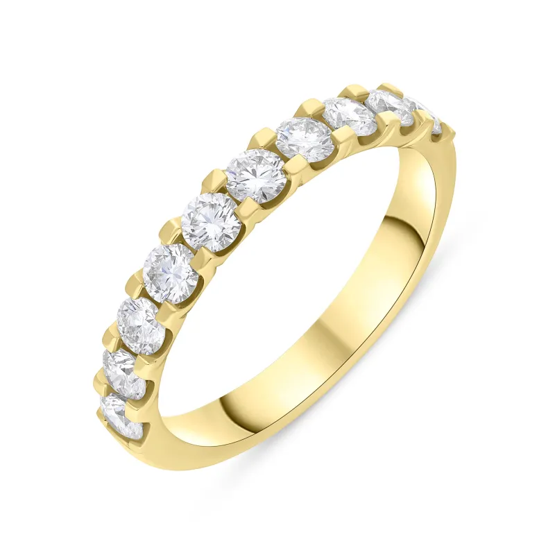 18ct Yellow Gold 0.78ct Diamond Square Claw Half Eternity Ring sold by Jura Watches