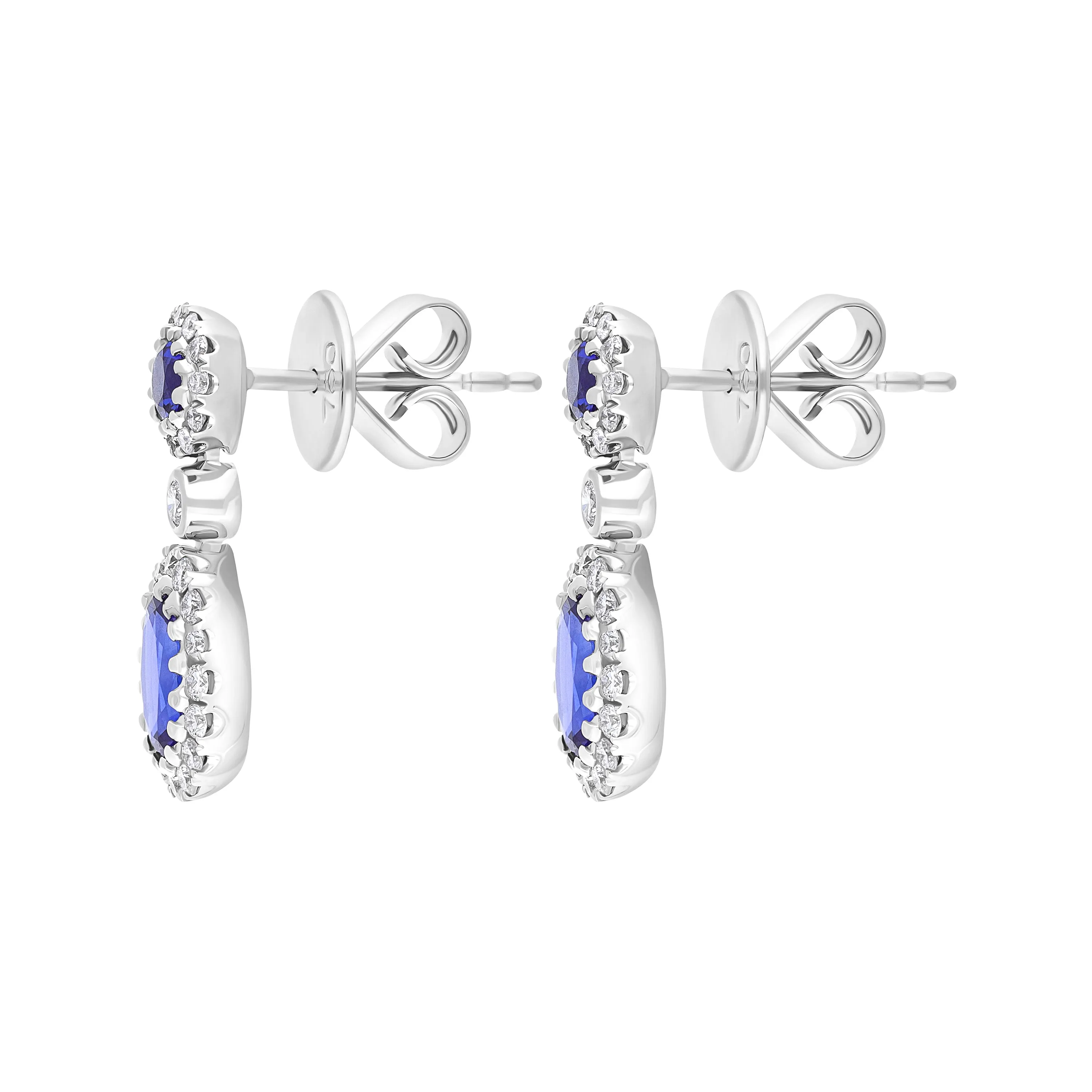 18ct White Gold 1.03ct Sapphire 0.41ct Diamond Cluster Drop Earrings sold by Jura Watches product image thumbnail 2