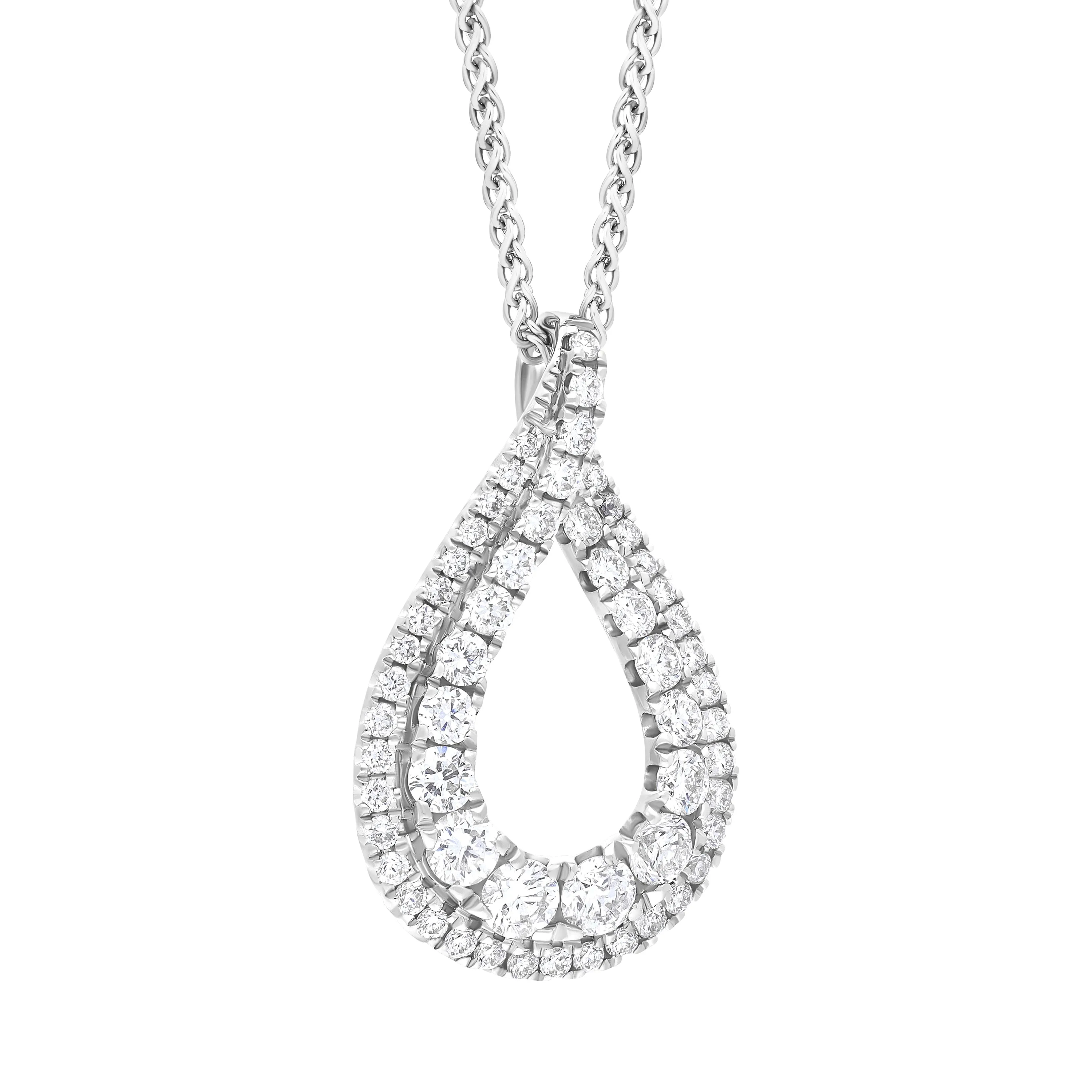 18ct White Gold 0.59ct Diamond Open Pear Necklace sold by Jura Watches product image thumbnail 2