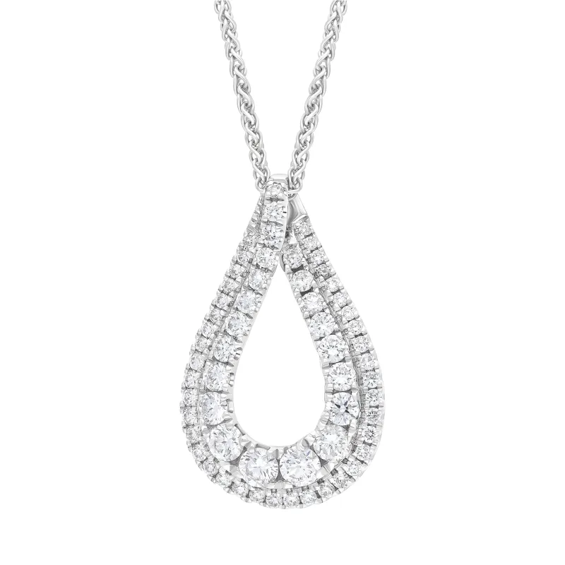 18ct White Gold 0.59ct Diamond Open Pear Necklace sold by Jura Watches