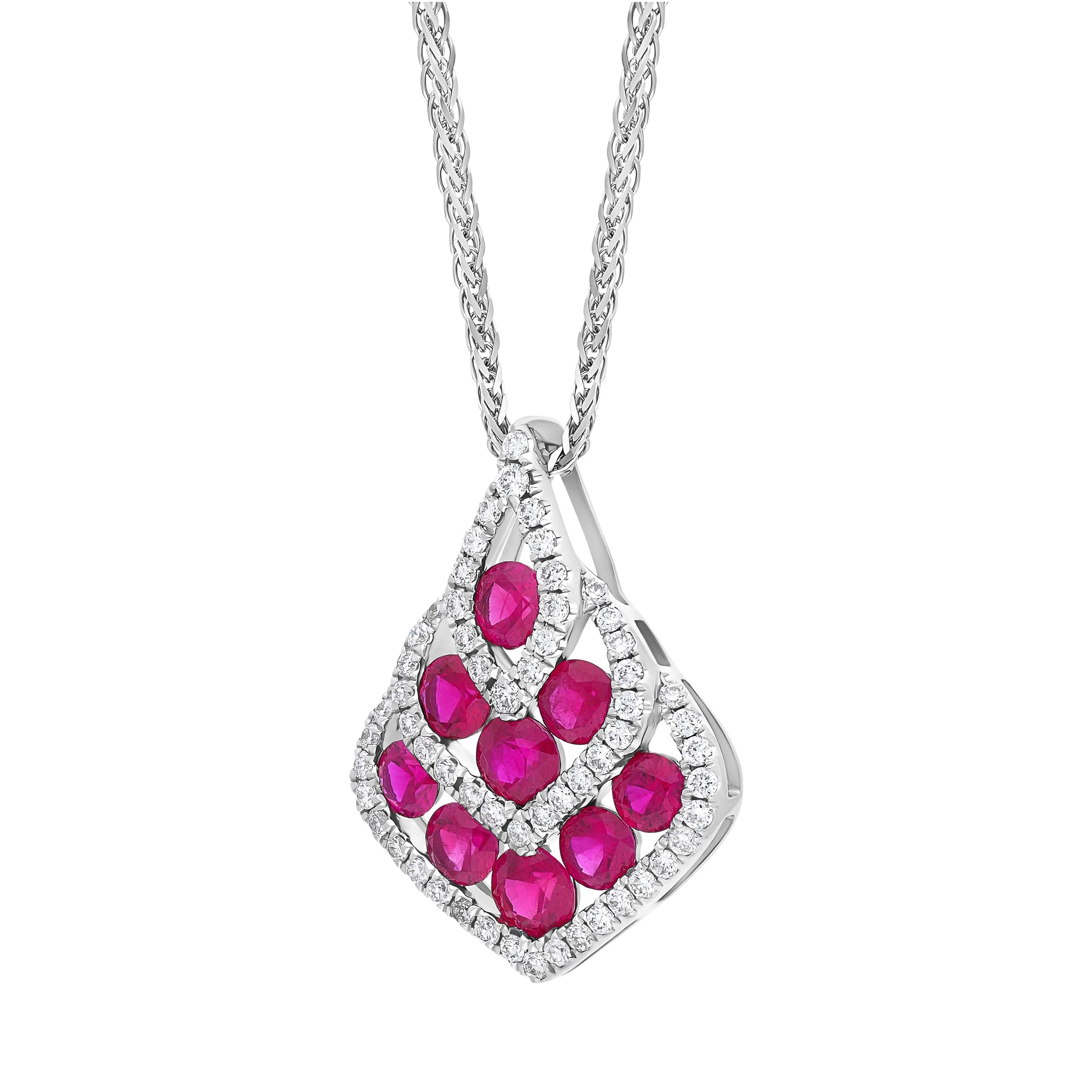 18ct White Gold 0.87ct Ruby 0.22ct Diamond Teardrop Necklace sold by Jura Watches product image thumbnail 2