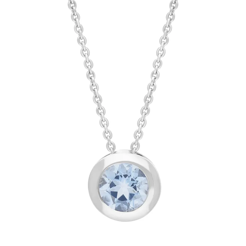 18ct White Gold 0.38ct Aquamarine Martini Slider Necklace sold by Jura Watches