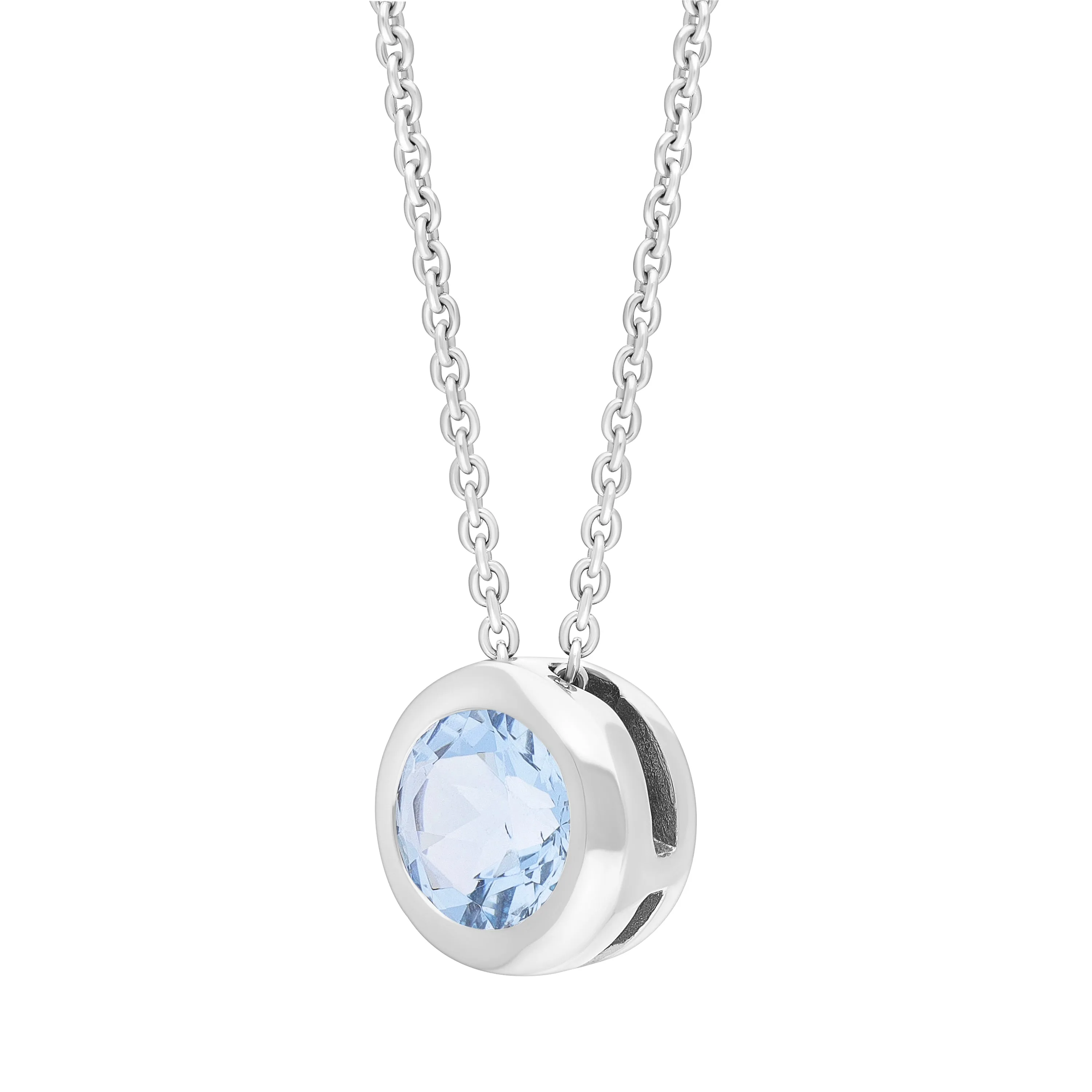 18ct White Gold 0.38ct Aquamarine Martini Slider Necklace sold by Jura Watches product image thumbnail 2