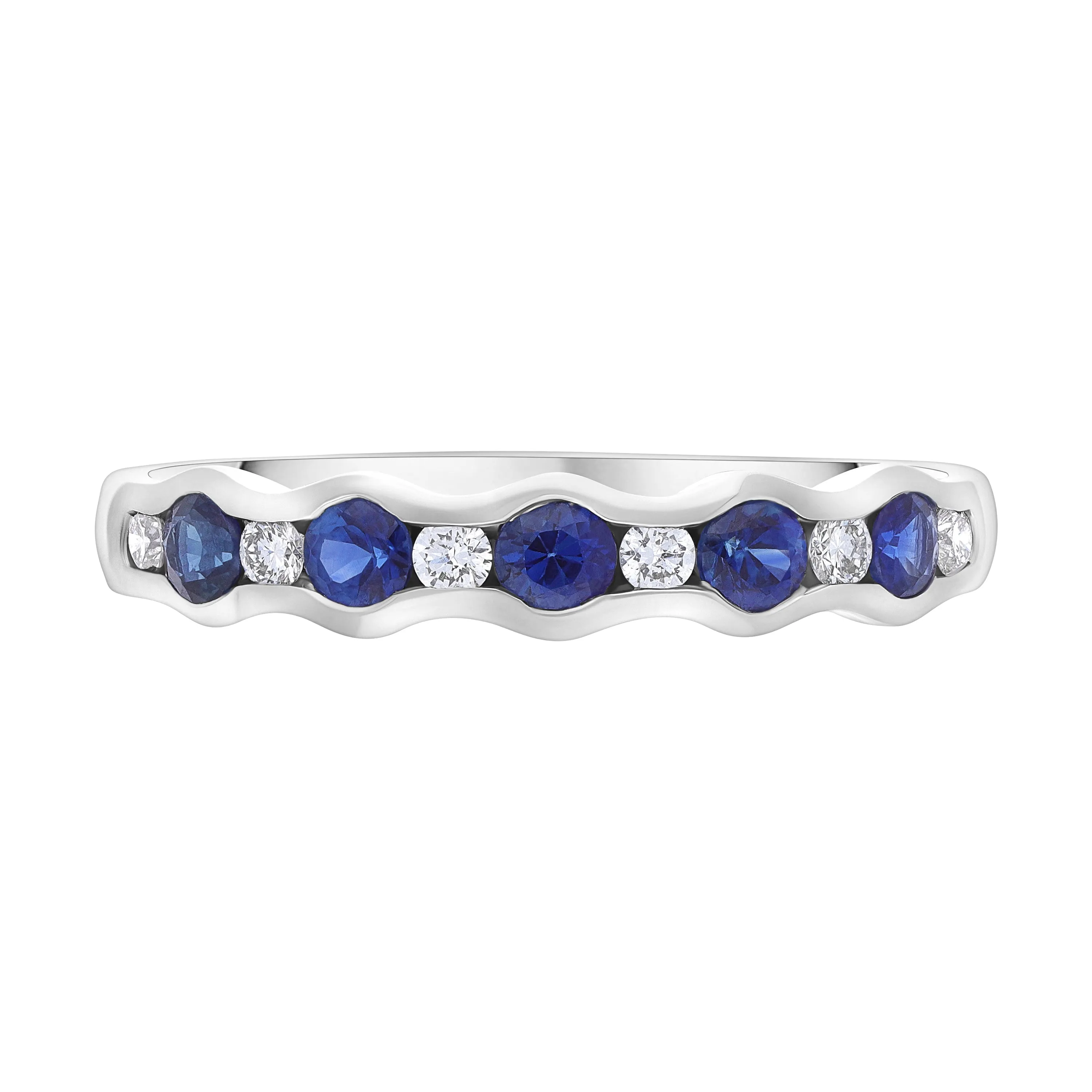 18ct White Gold 0.48ct Sapphire 0.12ct Diamond Half Eternity Wave Ring sold by Jura Watches product image thumbnail 2