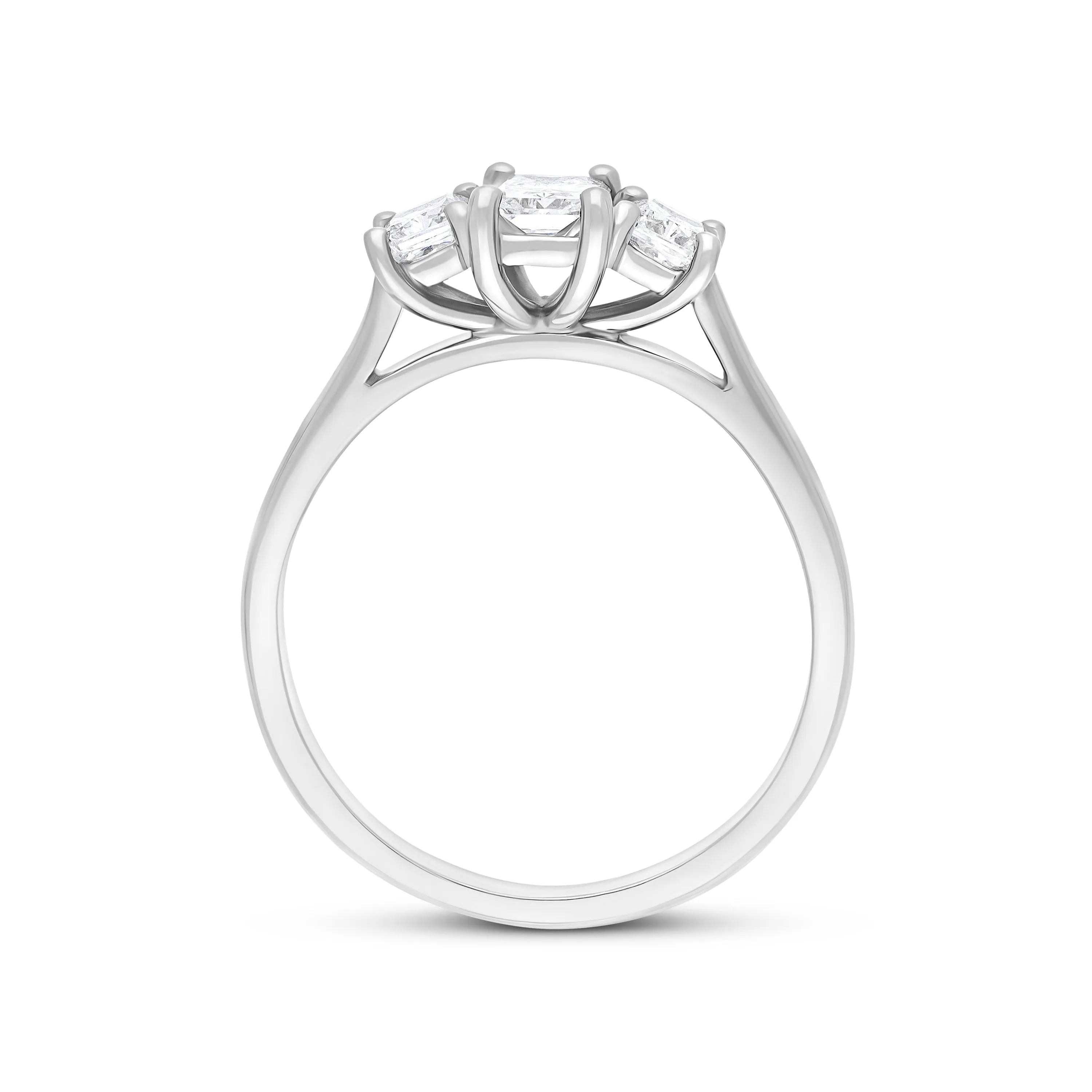 Platinum GIA Certified EVS1 1.01ct Diamond Emerald Cut Trilogy Ring sold by Jura Watches product image thumbnail 3