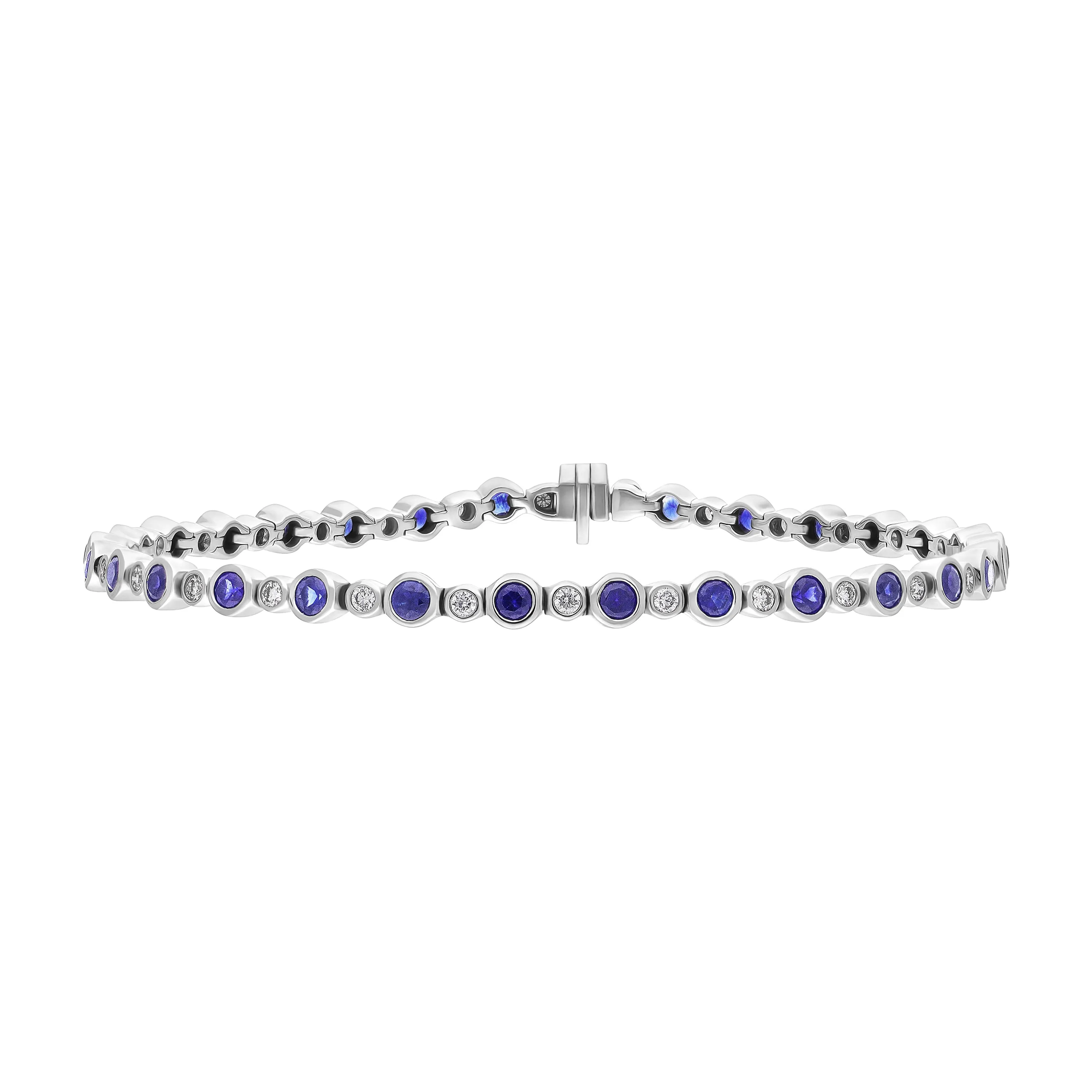 18ct White Gold 3.13ct Sapphire 0.60ct Diamond Rubover Set Line Bracelet sold by Jura Watches product image thumbnail 2