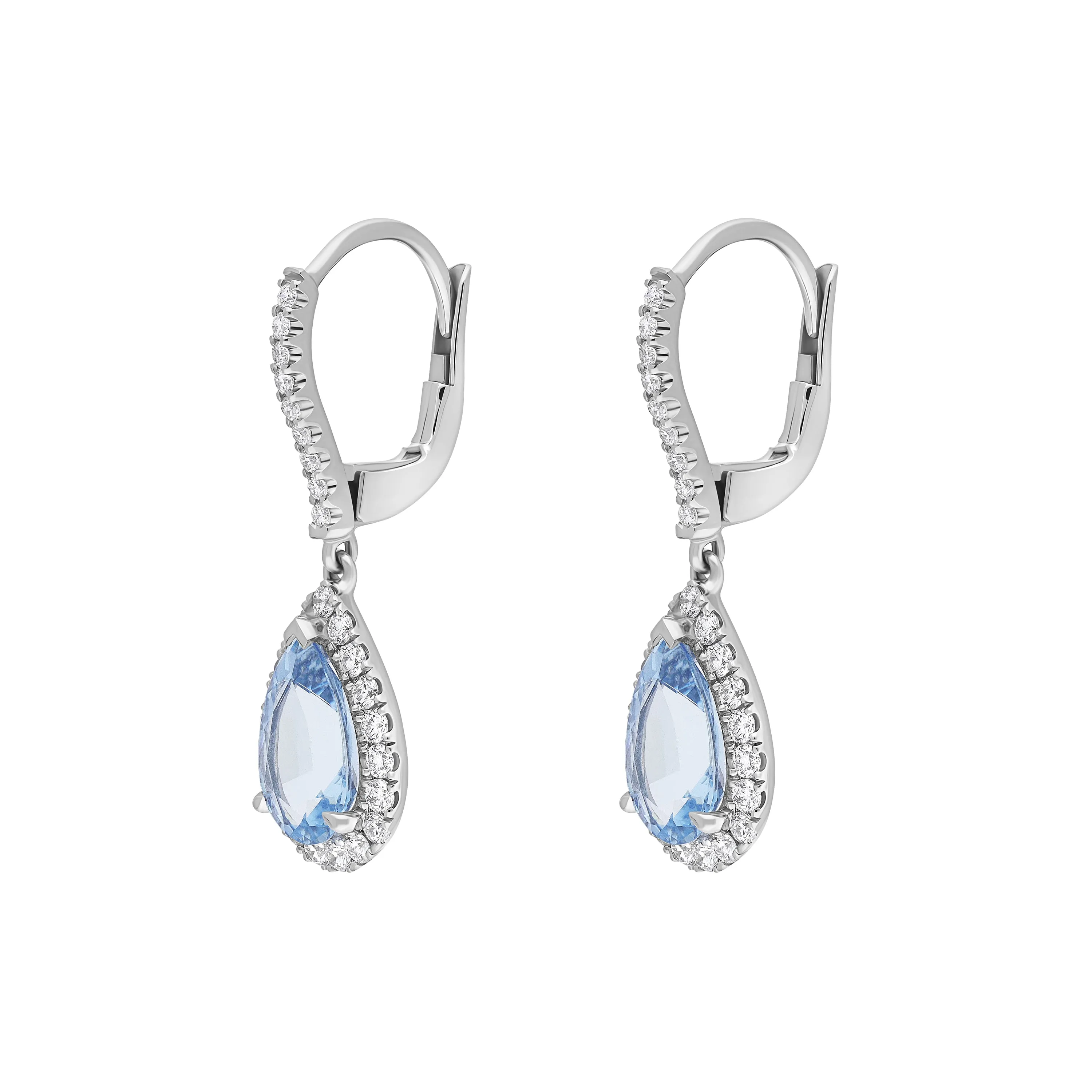 18ct White Gold 1.90ct Aquamarine 0.61ct Diamond Pear Cut Drop Earrings sold by Jura Watches product image thumbnail 2