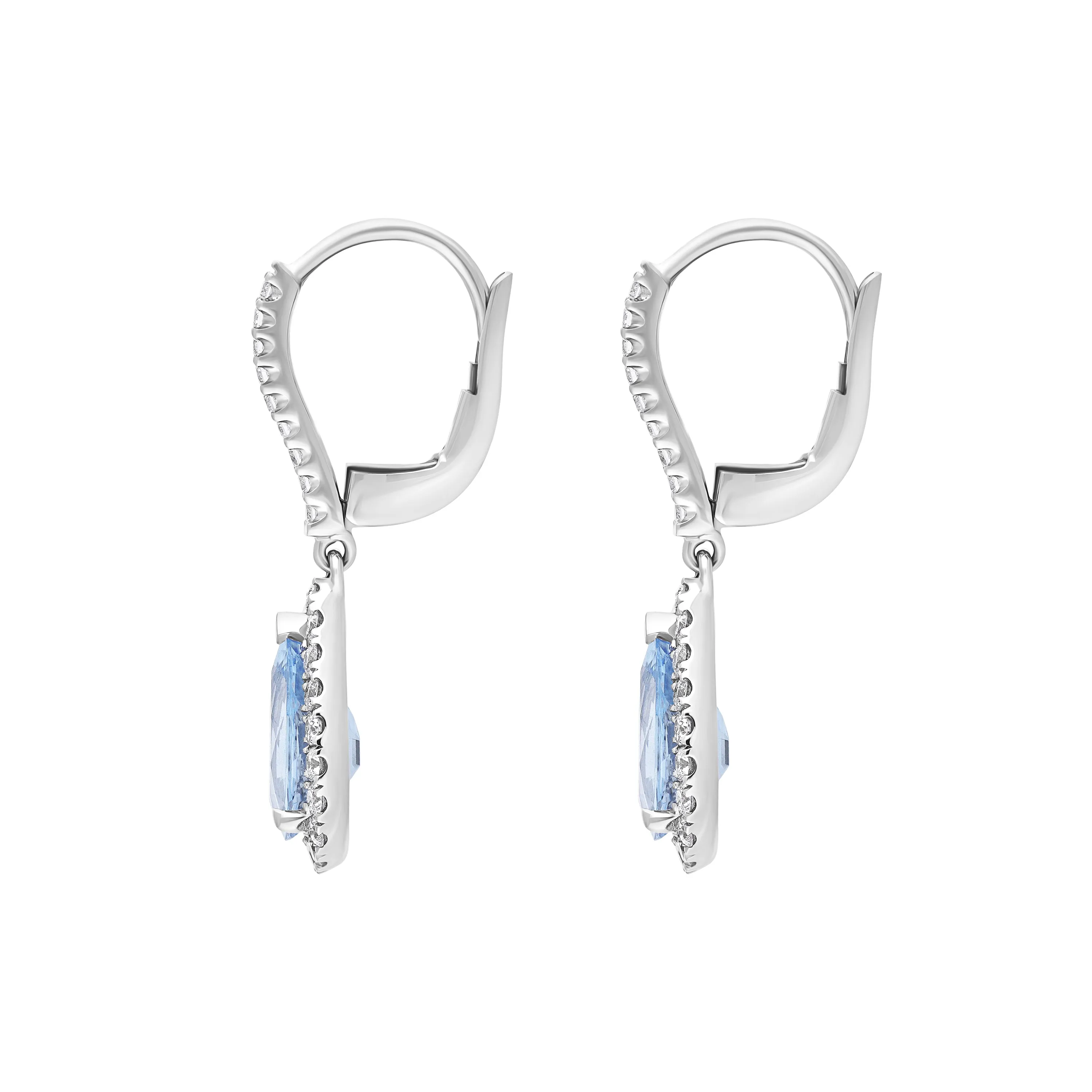 18ct White Gold 1.90ct Aquamarine 0.61ct Diamond Pear Cut Drop Earrings sold by Jura Watches product image thumbnail 3