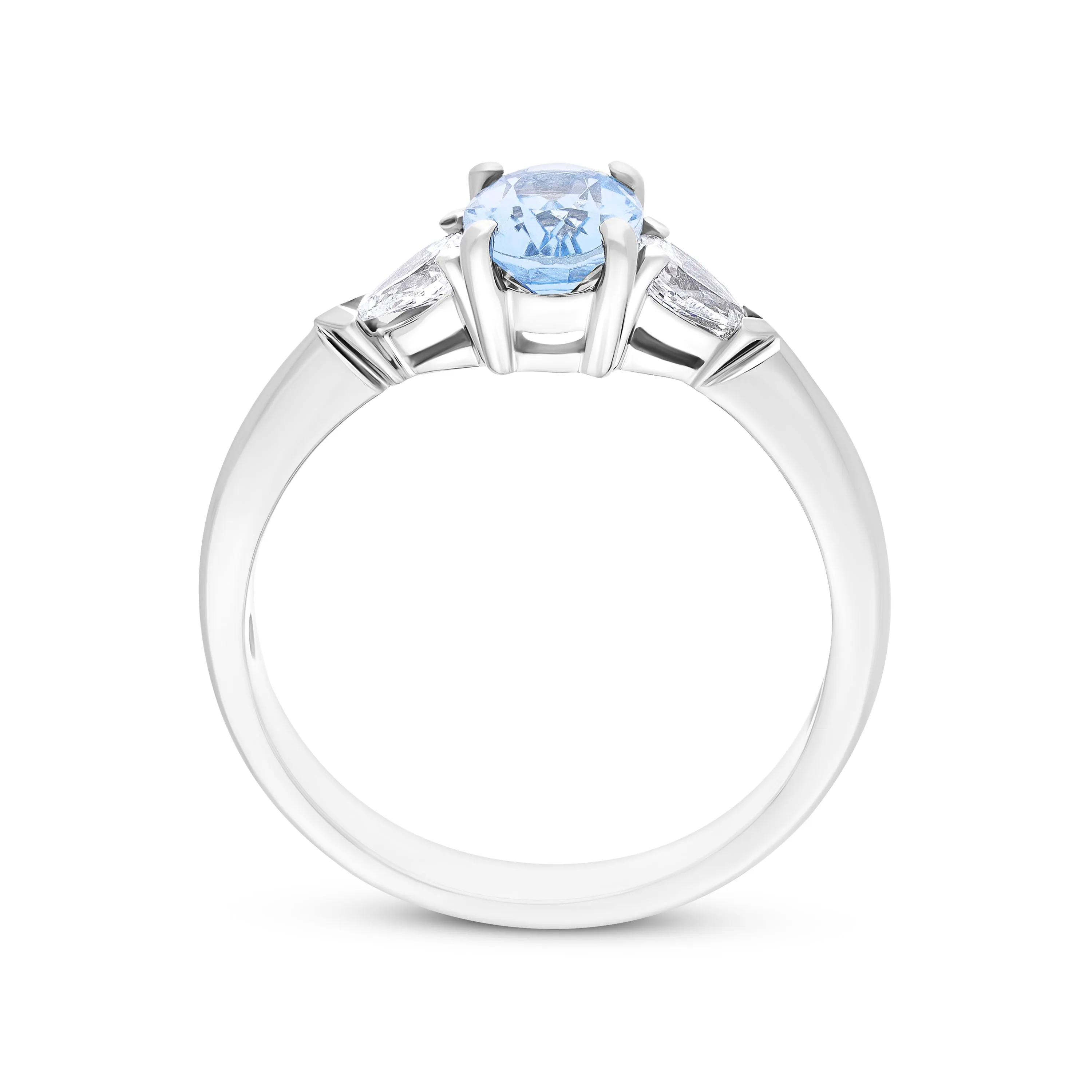 18ct White Gold 0.72ct Aquamarine 0.22ct Diamond Three Stone Ring sold by Jura Watches product image thumbnail 2