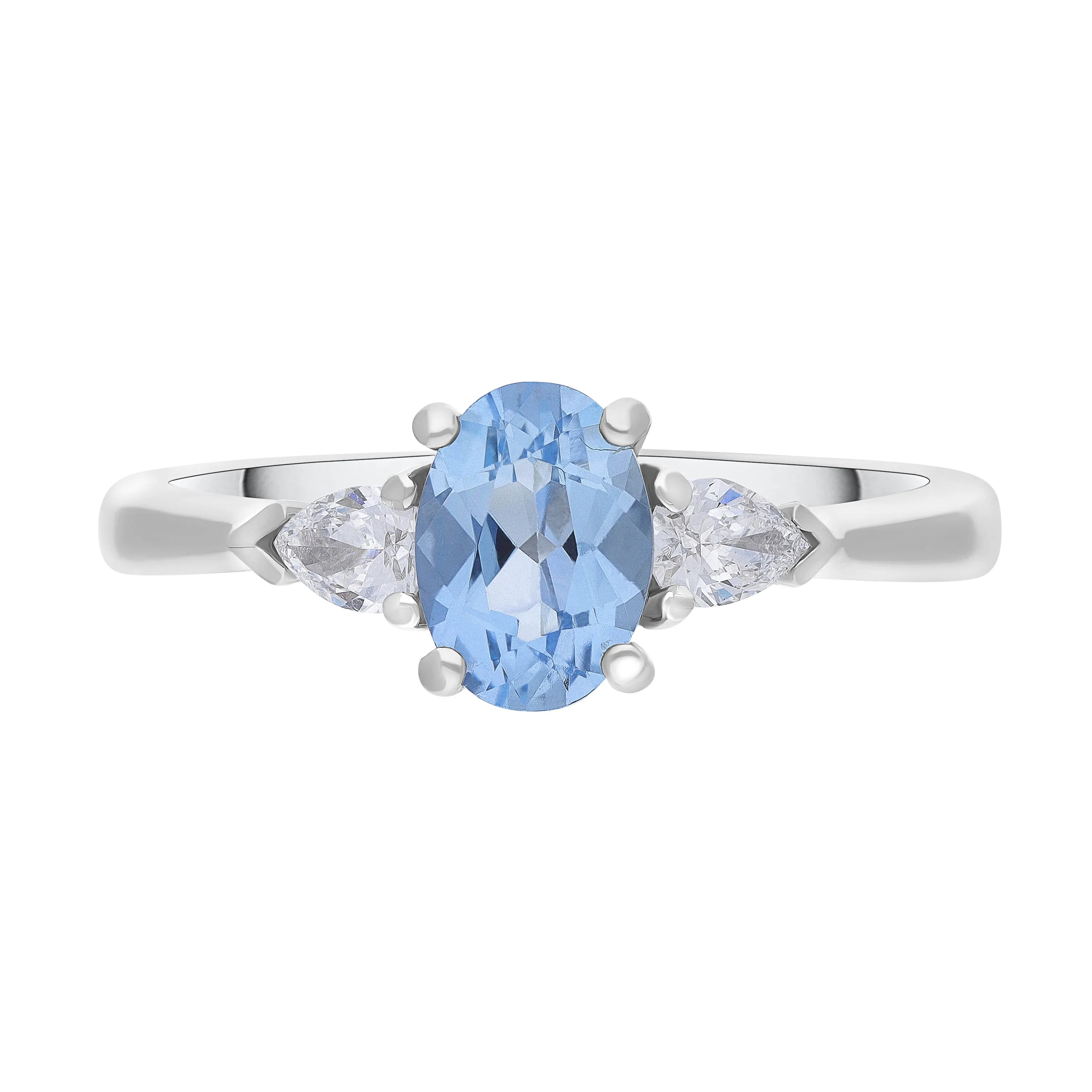 18ct White Gold 0.72ct Aquamarine 0.22ct Diamond Three Stone Ring sold by Jura Watches product image thumbnail 3