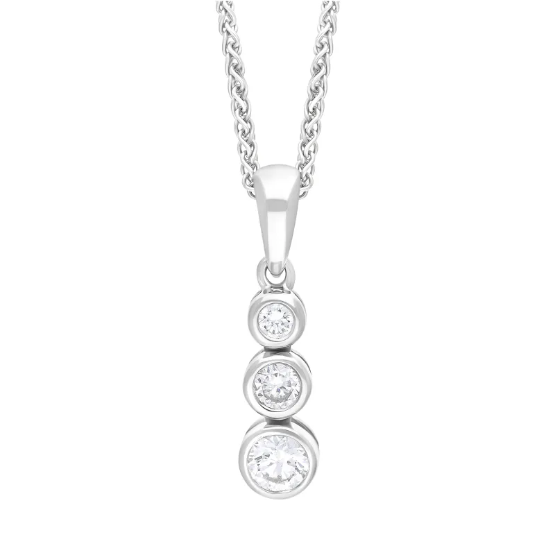 18ct White Gold 0.21ct Diamond Graduating Trilogy Necklace sold by Jura Watches