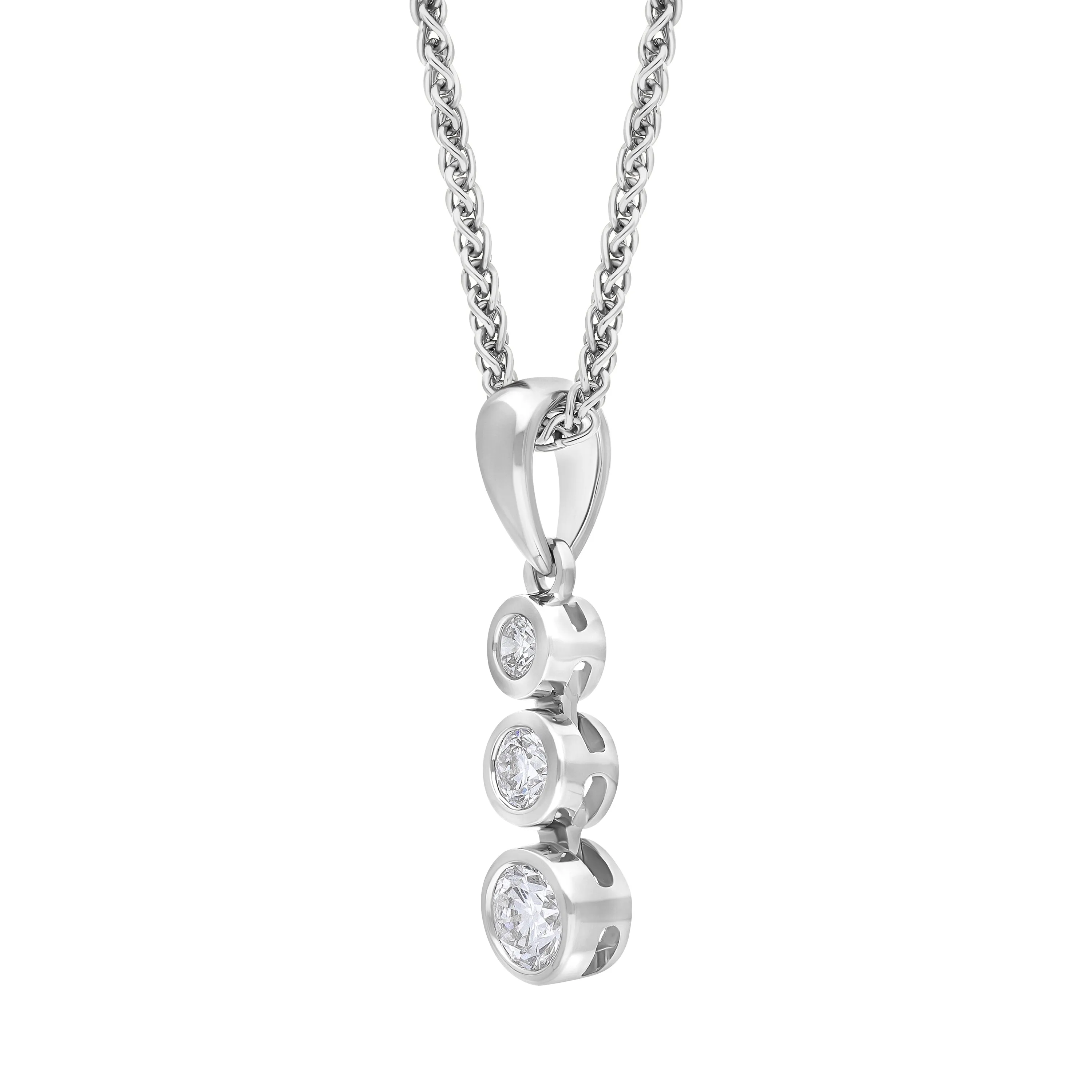 18ct White Gold 0.21ct Diamond Graduating Trilogy Necklace sold by Jura Watches product image thumbnail 2