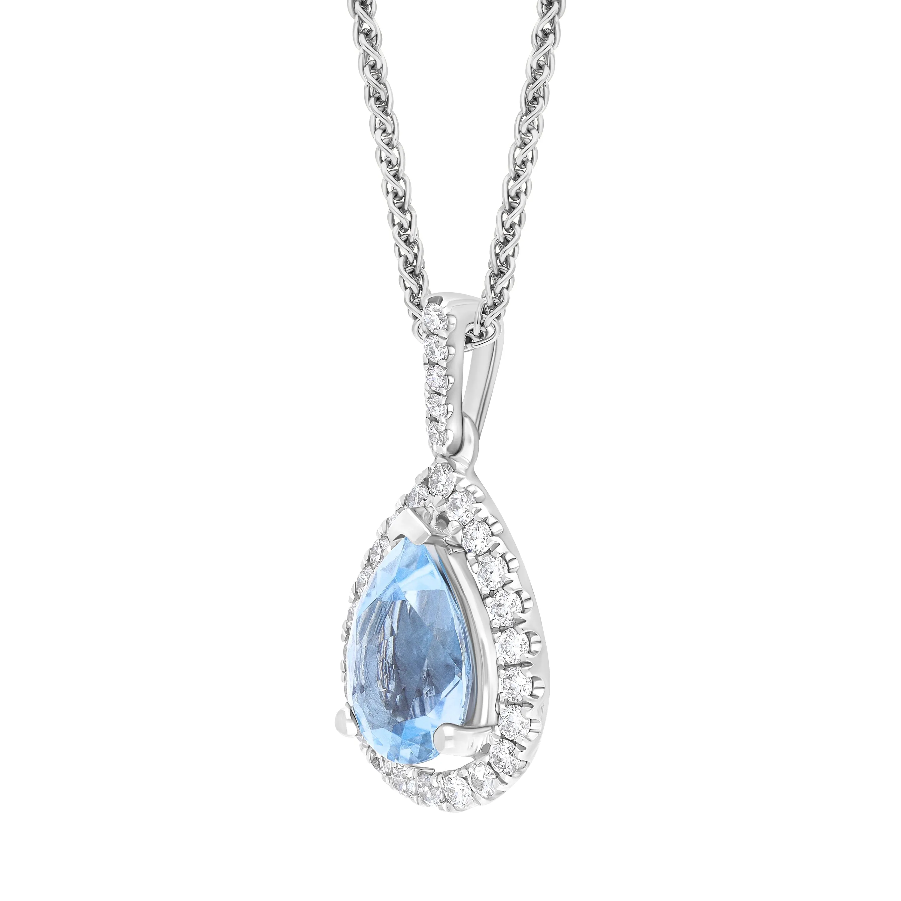 18ct White Gold 0.93ct Aquamarine 0.21ct Diamond Pear Cut Necklace sold by Jura Watches product image thumbnail 2