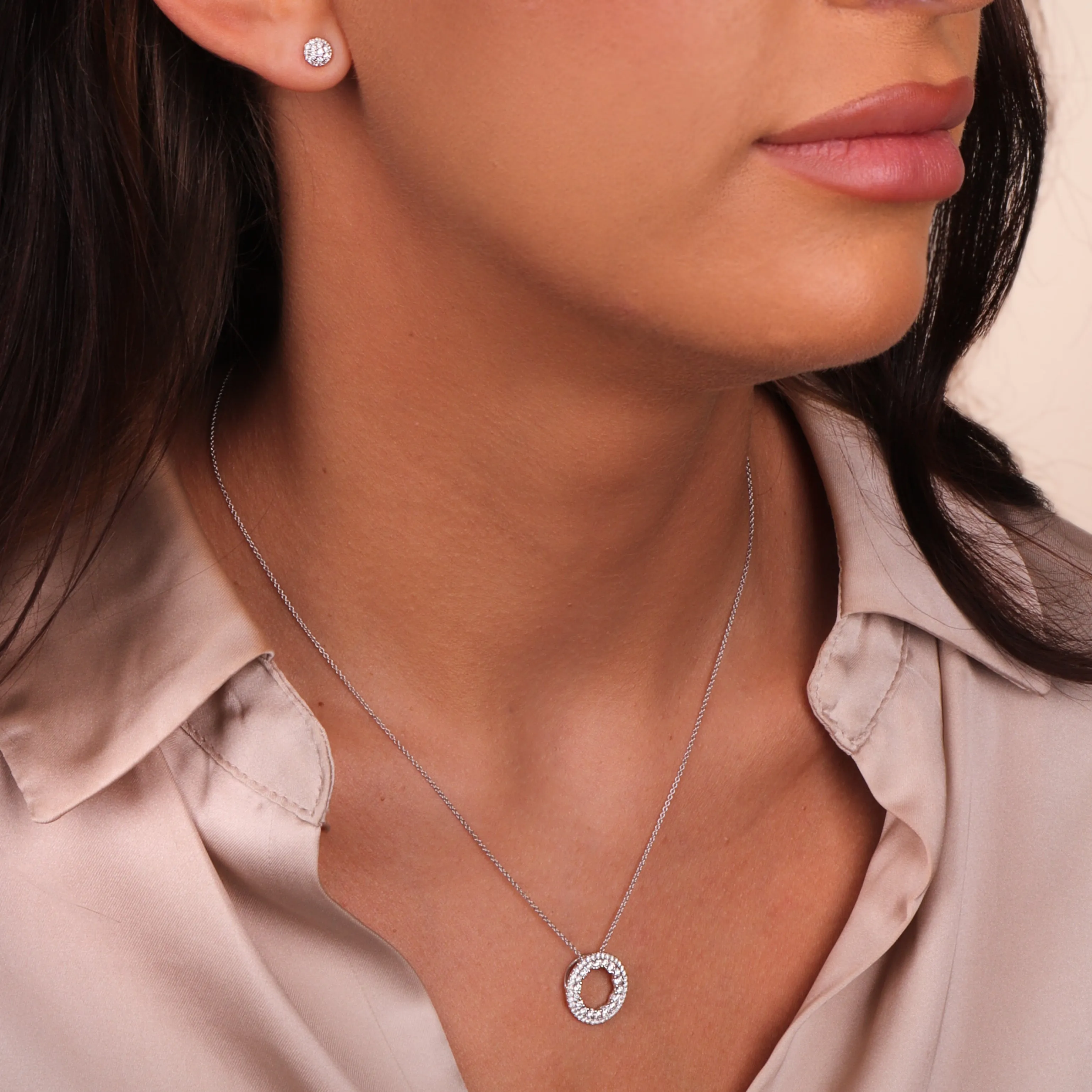 18ct White Gold 0.56ct Diamond Open Circle Necklace sold by Jura Watches product image thumbnail 3