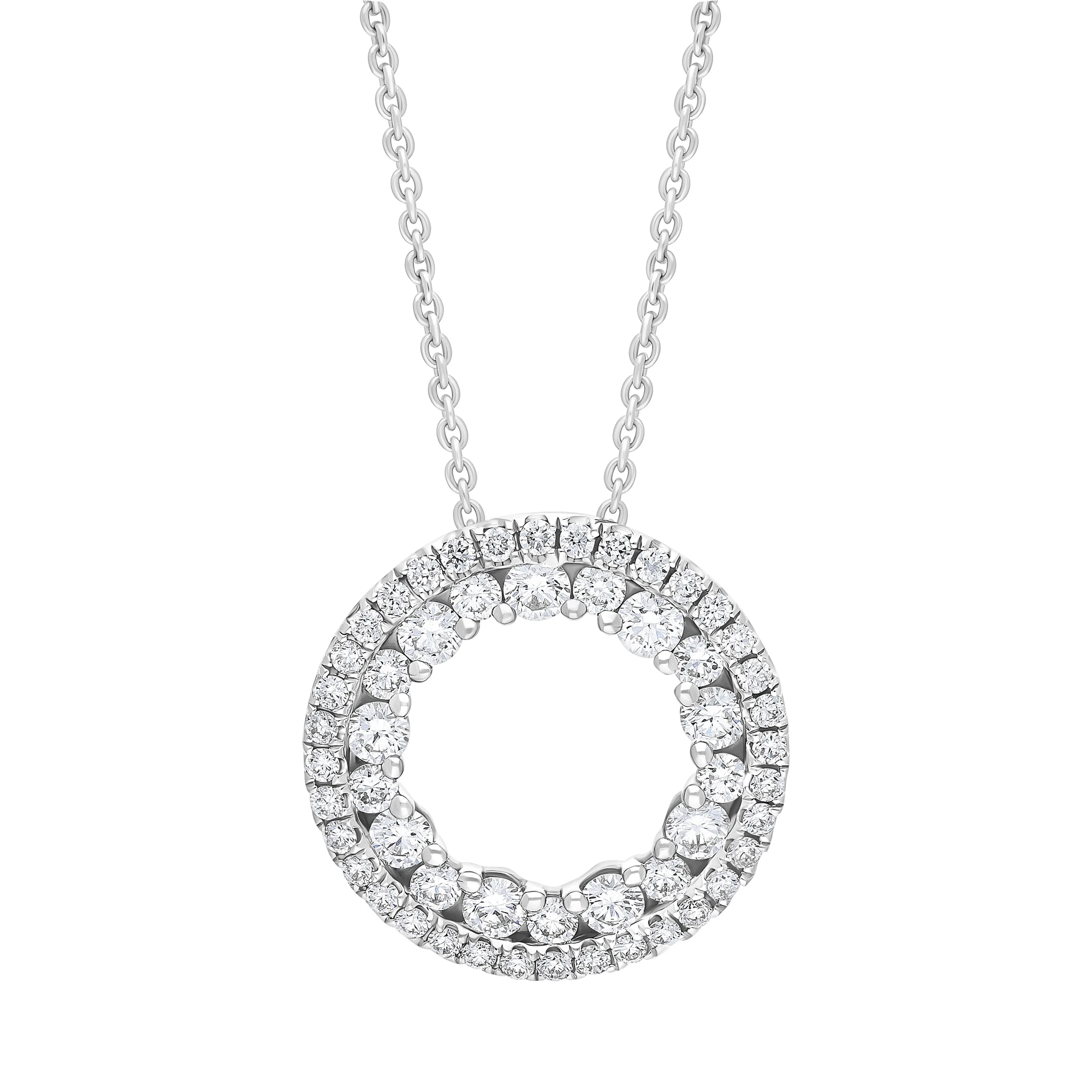 18ct White Gold 0.56ct Diamond Open Circle Necklace sold by Jura Watches