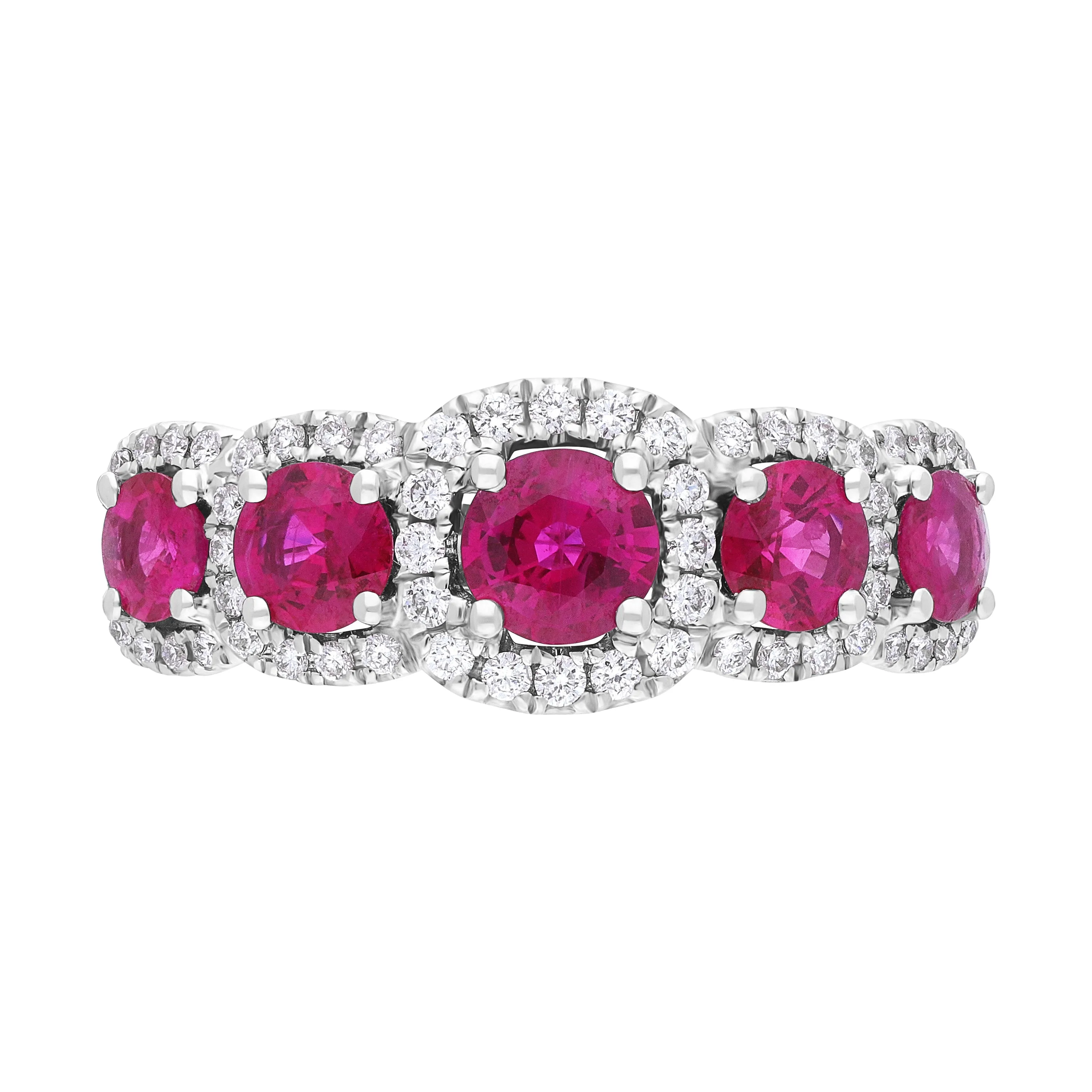 18ct White Gold 1.23ct Ruby 0.22ct Diamond Pave Cluster Ring sold by Jura Watches product image thumbnail 3