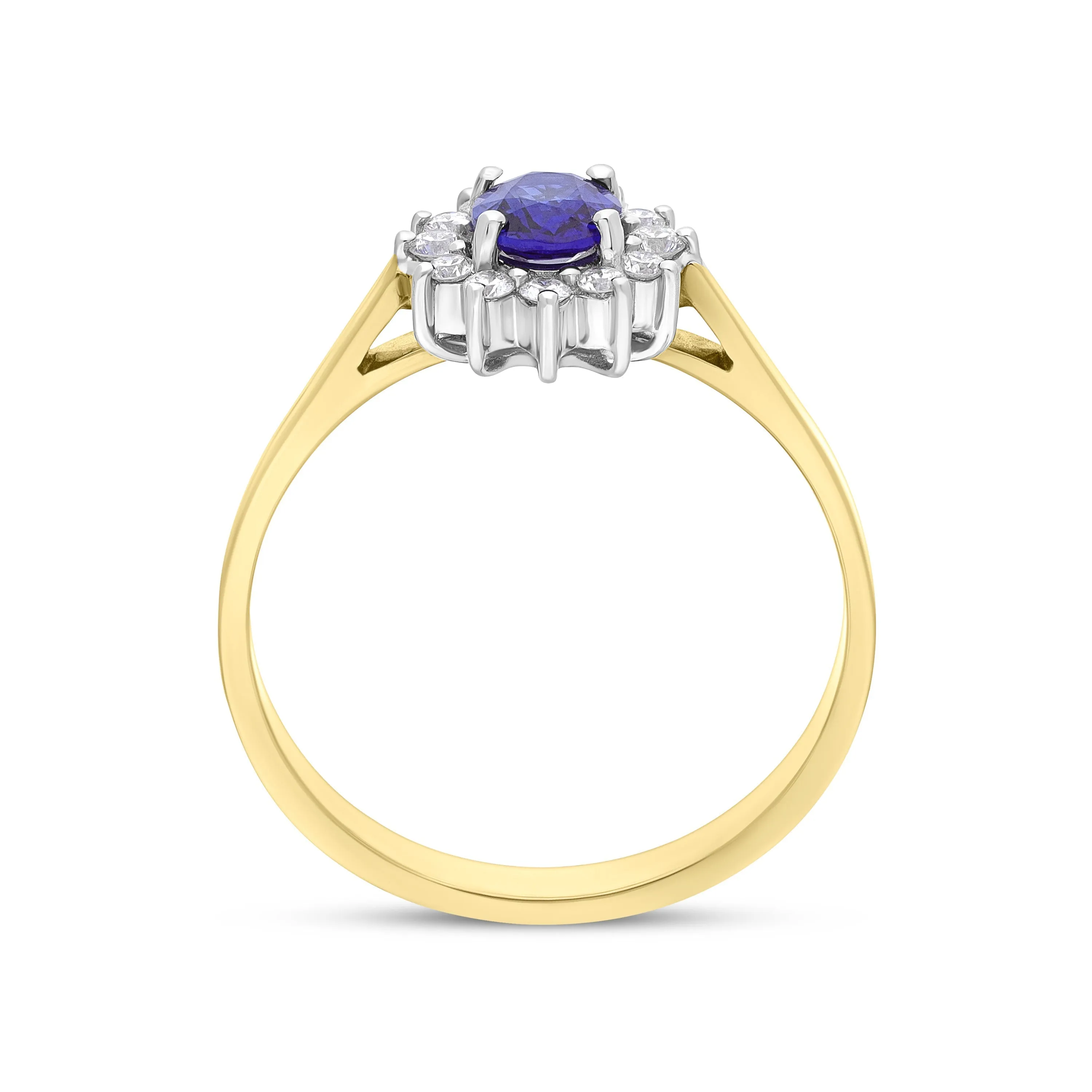 18ct Yellow Gold 0.43ct Sapphire 0.12ct Diamond Oval Claw Cluster Ring sold by Jura Watches product image thumbnail 3