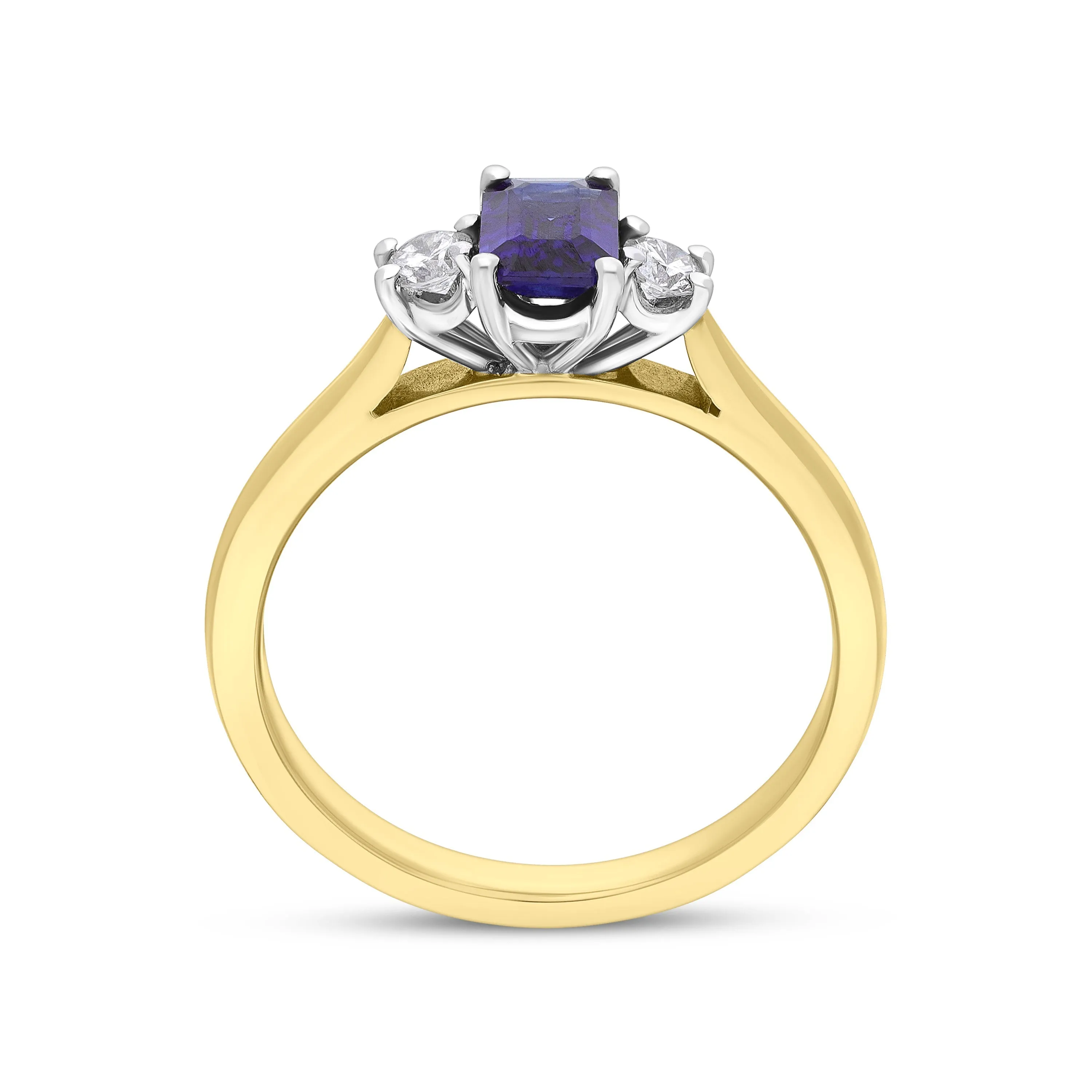18ct Yellow Gold 0.61ct Sapphire 0.14ct Diamond 3 Stone Ring sold by Jura Watches product image thumbnail 2