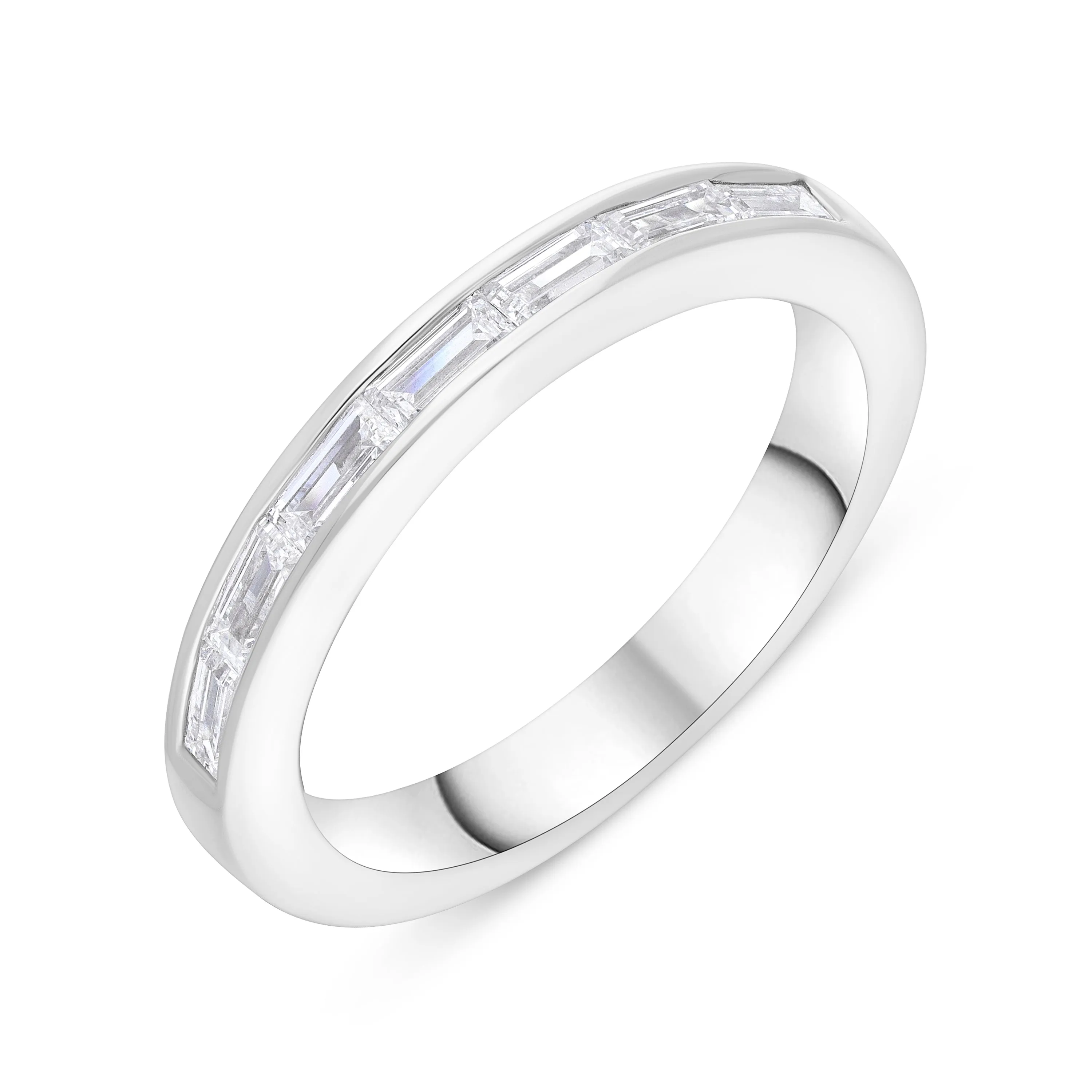 Platinum 0.52ct Diamond Baguette Cut Channel Set Half Eternity Ring sold by Jura Watches