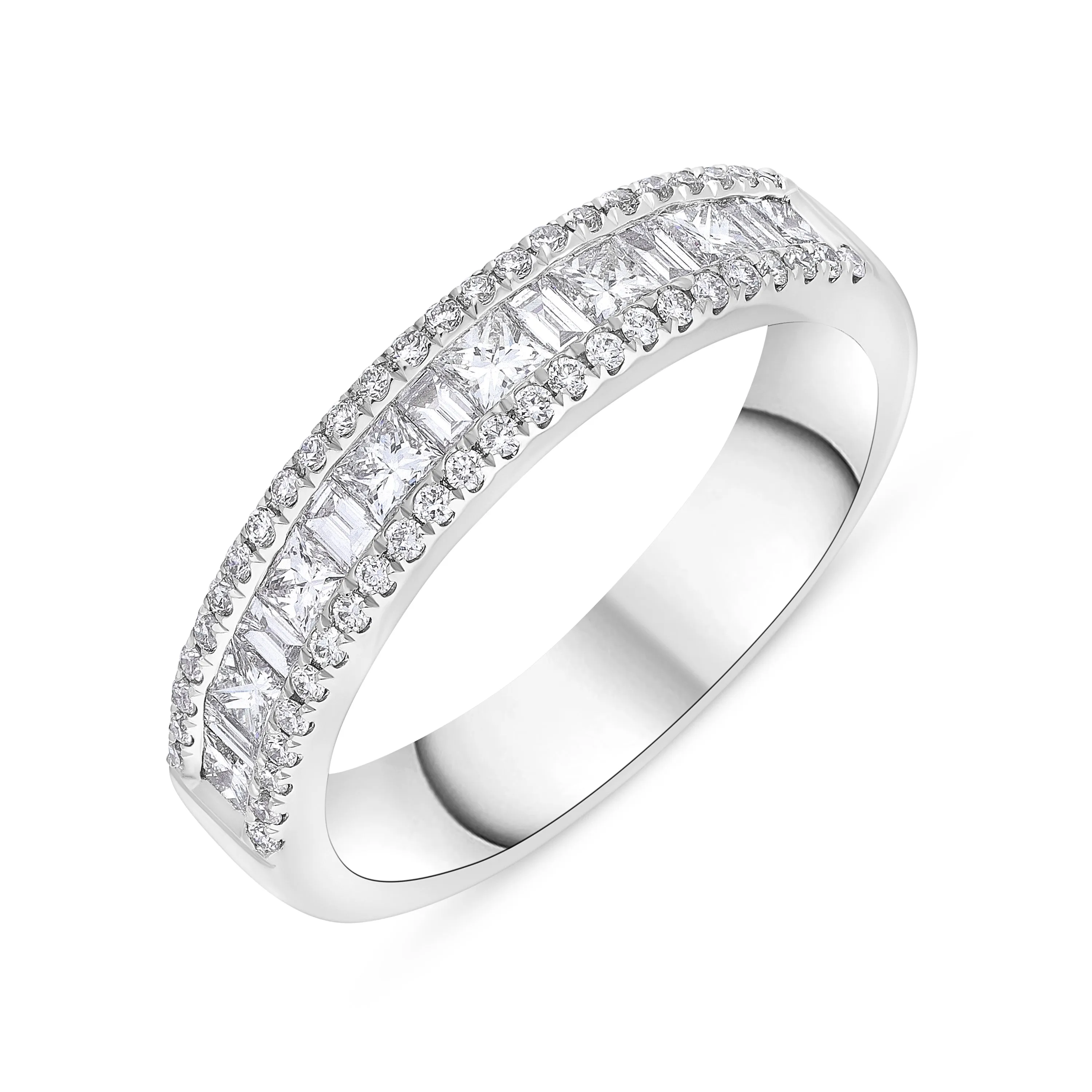 Platinum 0.74ct Diamond Princess Baguette Half Eternity Ring sold by Jura Watches