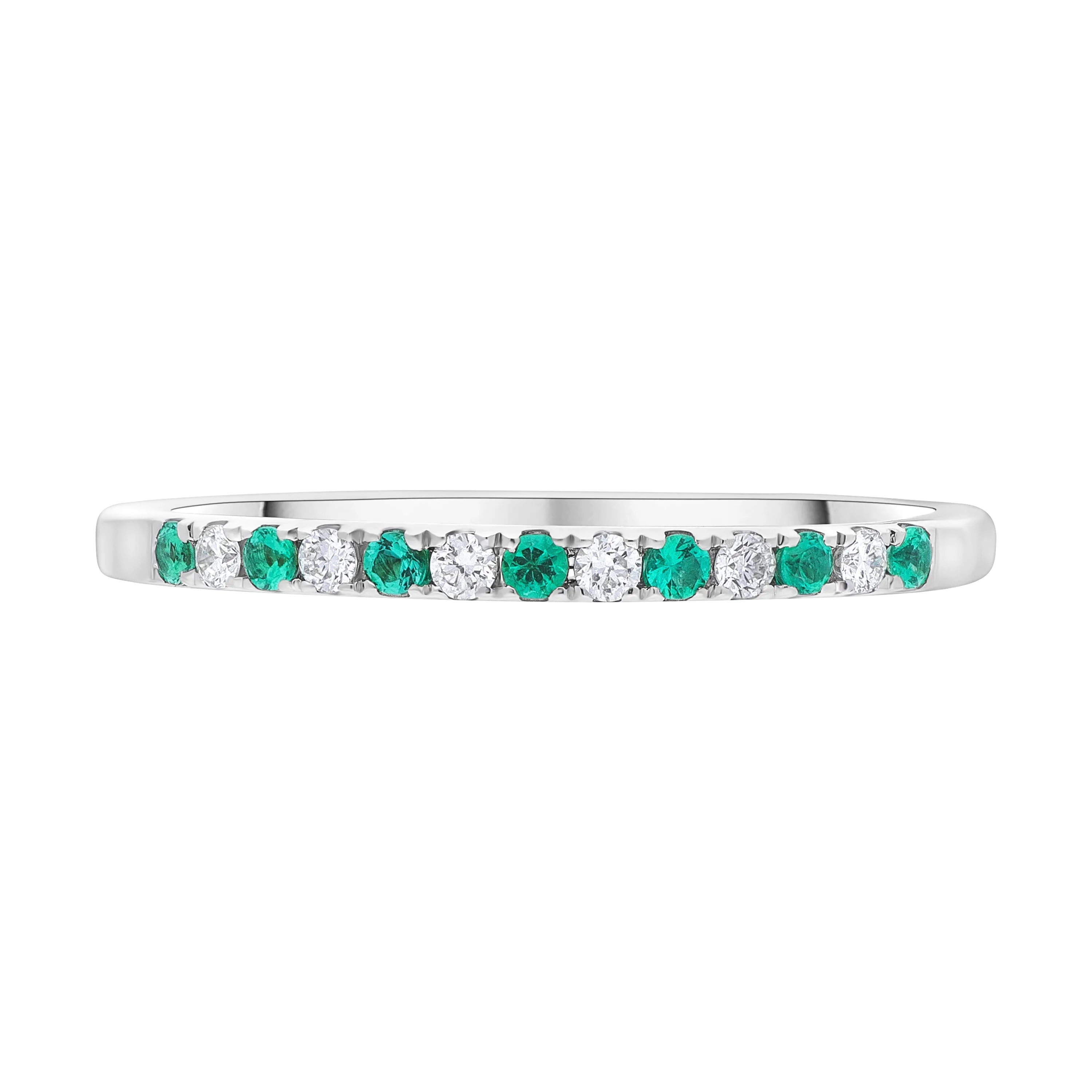 18ct White Gold 0.09ct Emerald 0.08ct Diamond Castle Half Set Eternity Ring sold by Jura Watches product image thumbnail 2