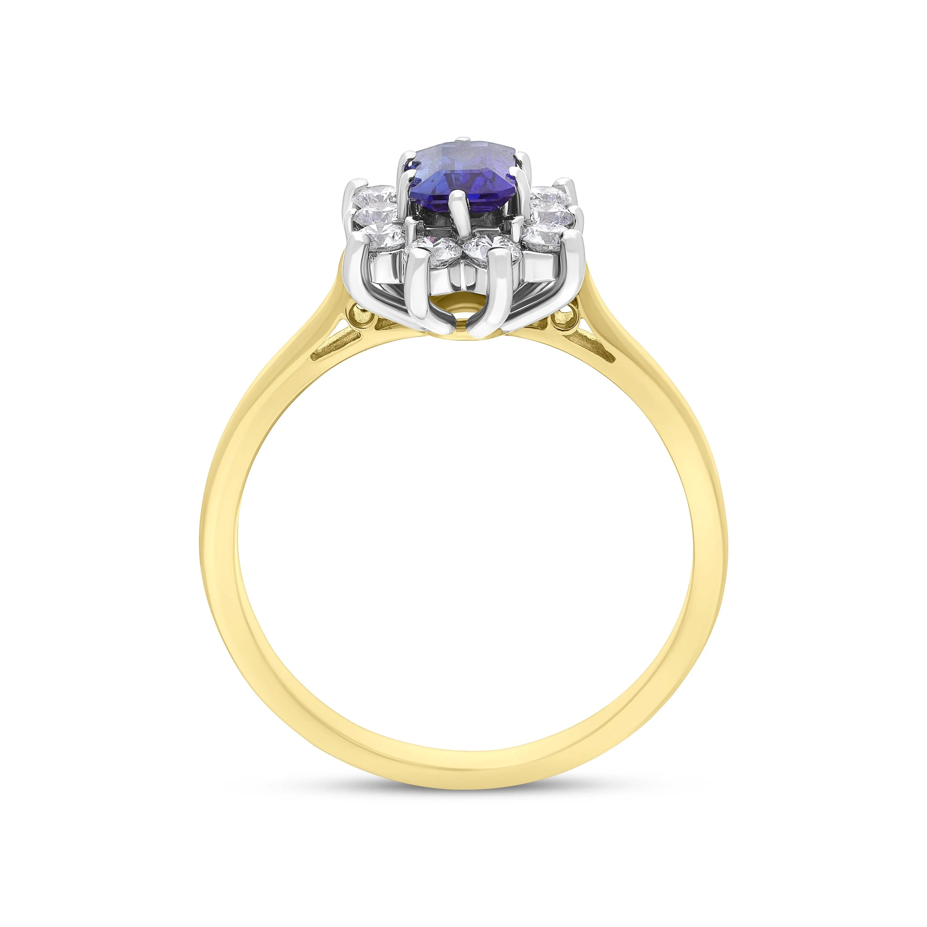 18ct Yellow Gold 0.62ct Sapphire 0.37ct Diamond Emerald Cut Cluster Ring sold by Jura Watches product image thumbnail 3