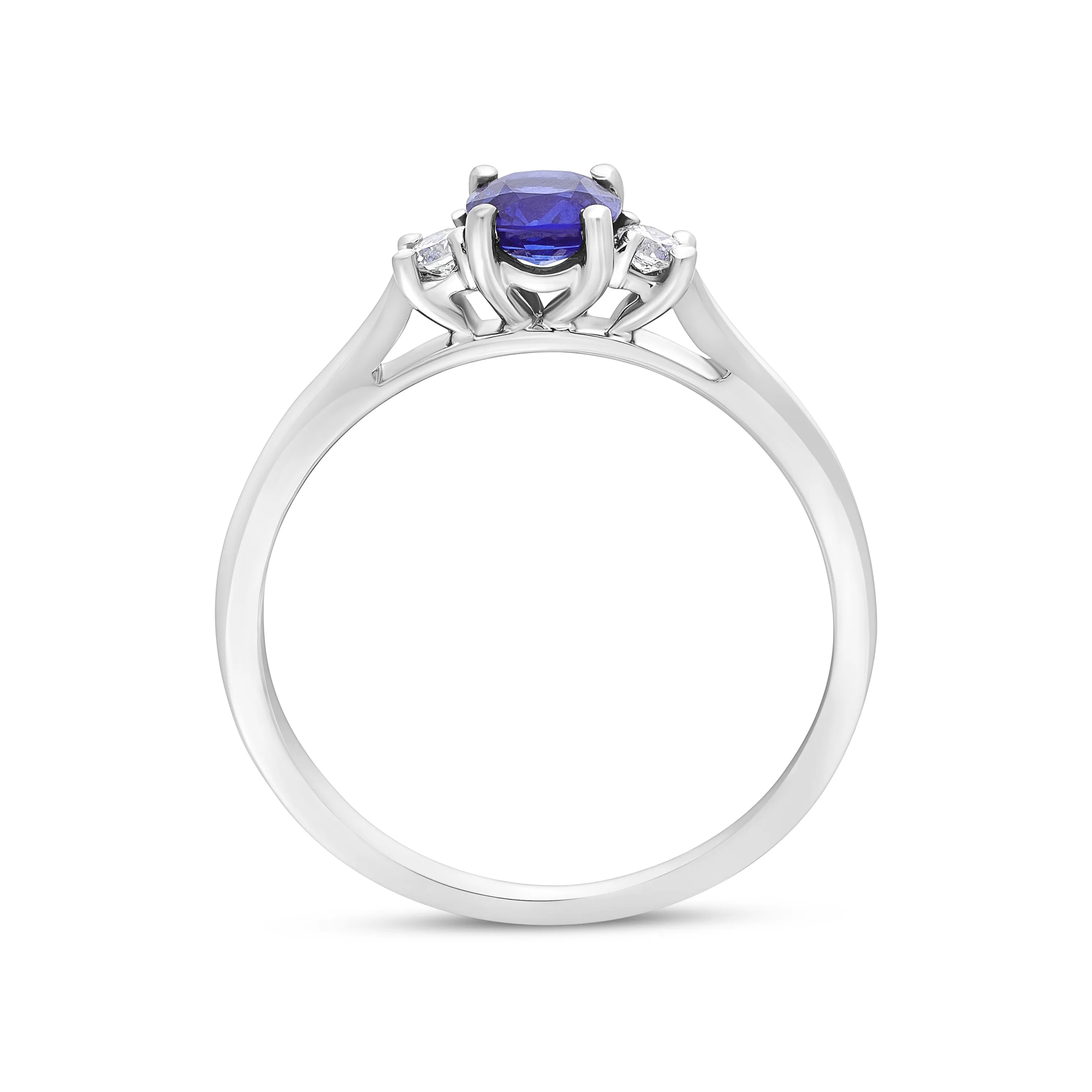 18ct White Gold 0.48ct Sapphire 0.07ct Diamond Cushion Cut Ring sold by Jura Watches product image thumbnail 3