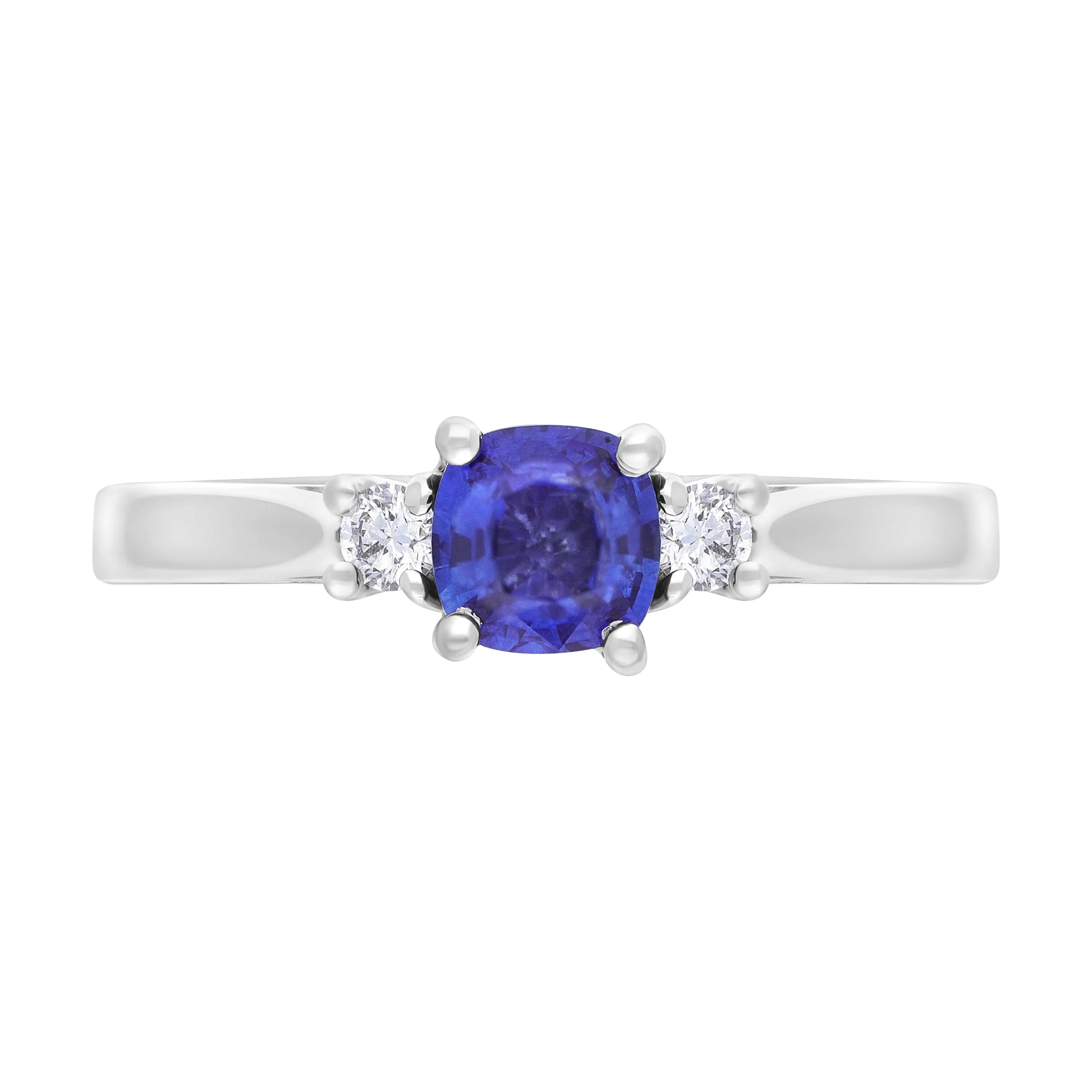 18ct White Gold 0.48ct Sapphire 0.07ct Diamond Cushion Cut Ring sold by Jura Watches product image thumbnail 2