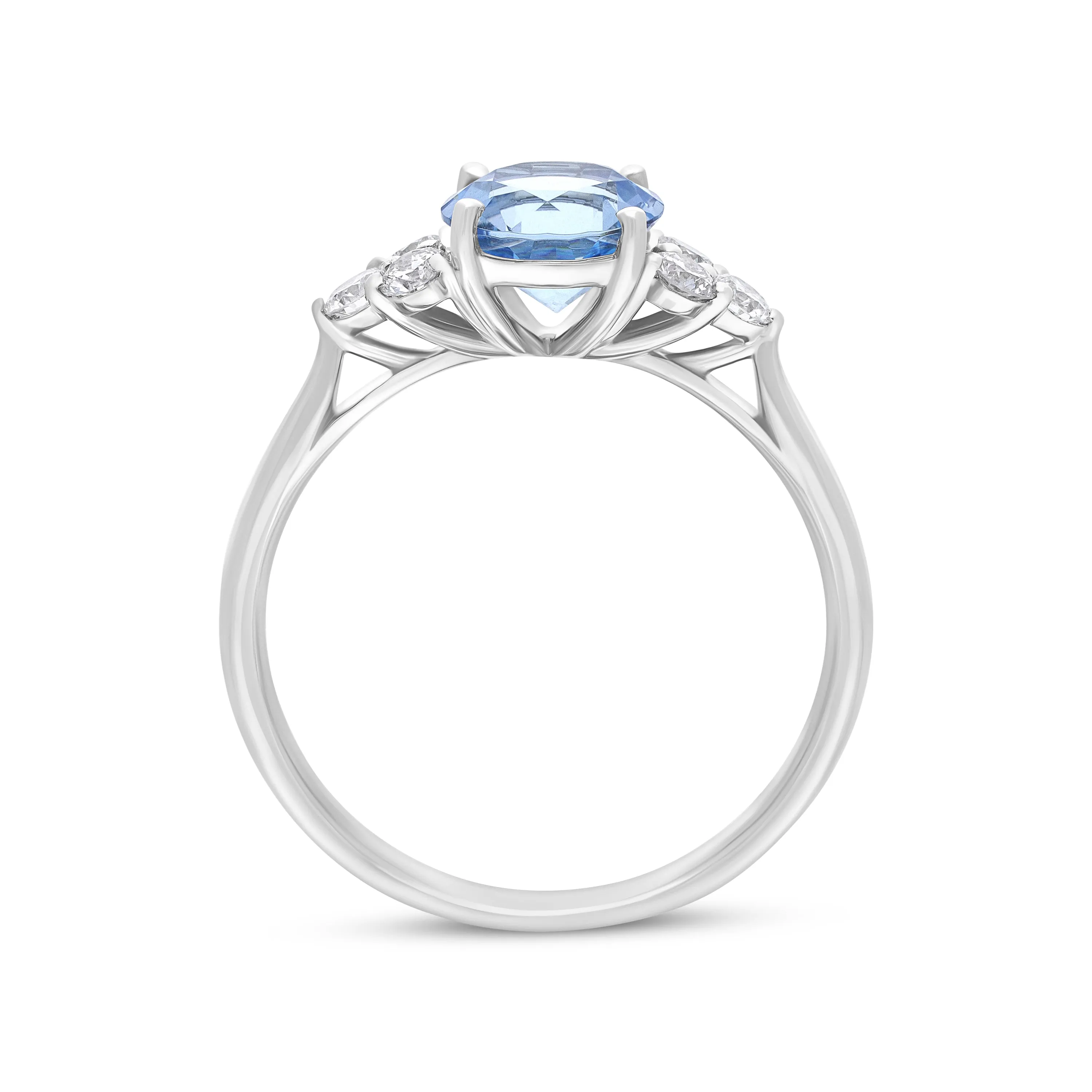 18ct White Gold 1.09ct Aquamarine 0.30ct Diamond Three Stone Ring sold by Jura Watches product image thumbnail 2