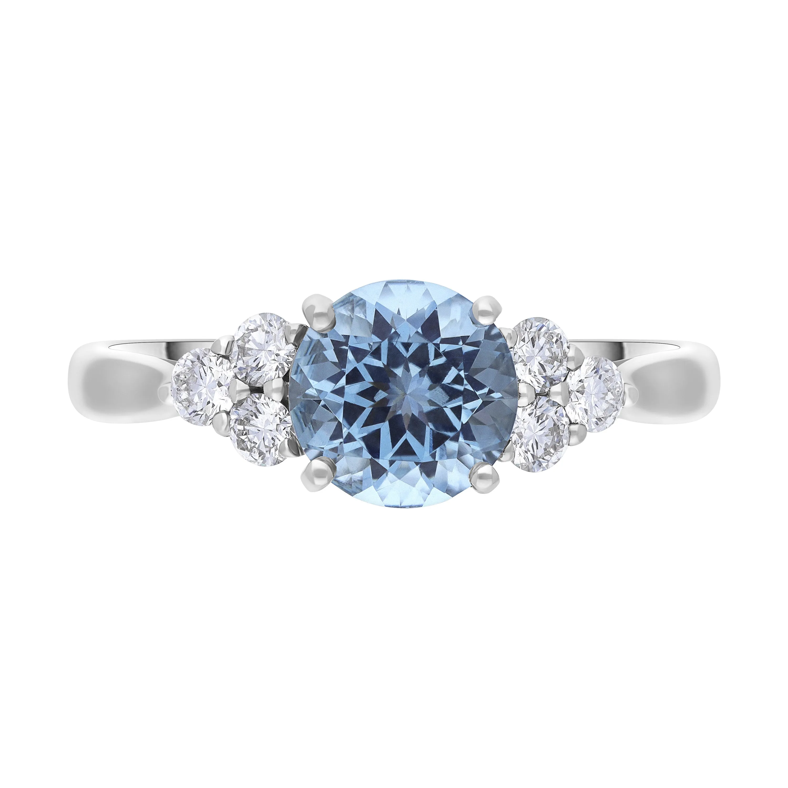 18ct White Gold 1.09ct Aquamarine 0.30ct Diamond Three Stone Ring sold by Jura Watches product image thumbnail 3