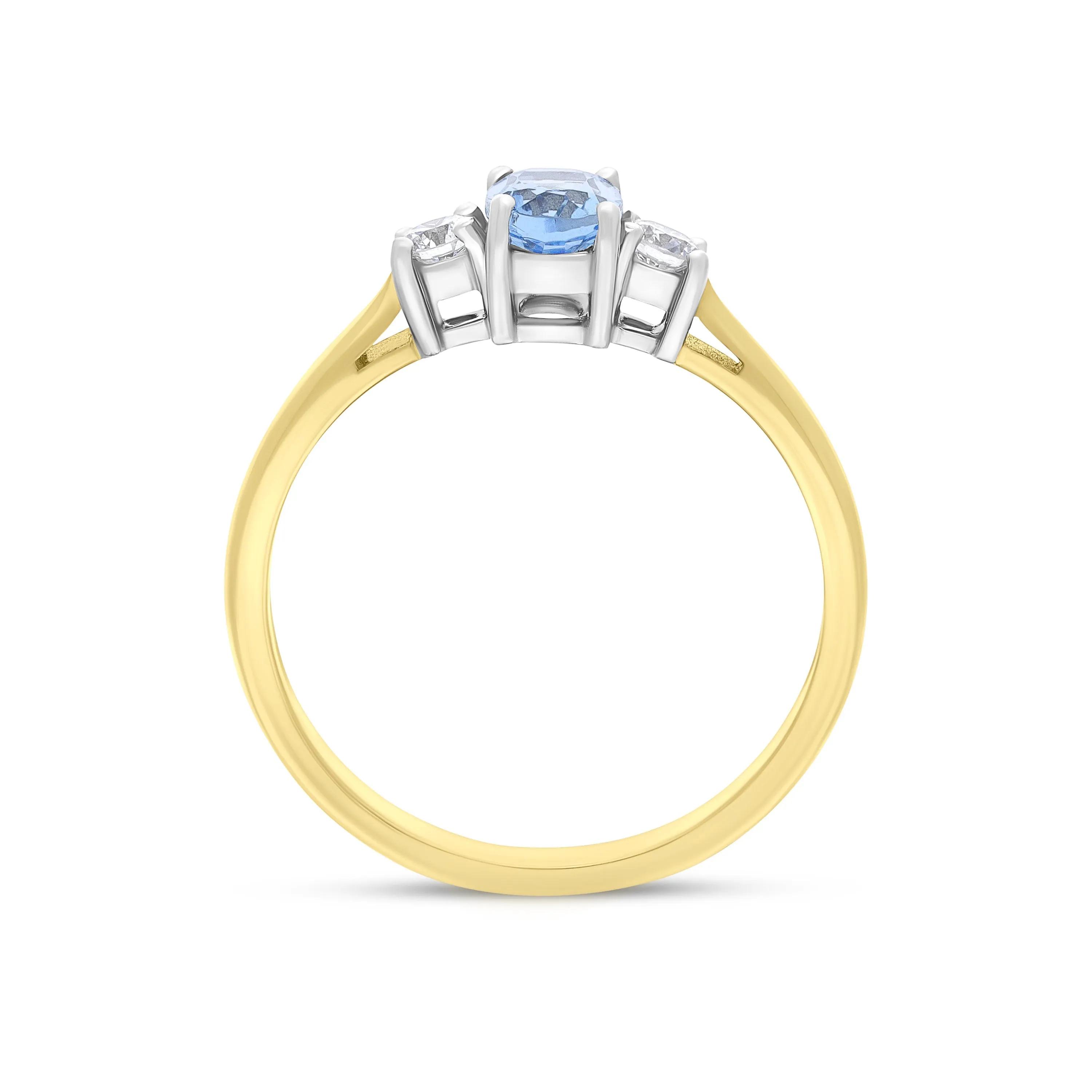 18ct Yellow Gold 0.47ct Aquamarine 0.14ct Diamond Three Stone Ring sold by Jura Watches product image thumbnail 3