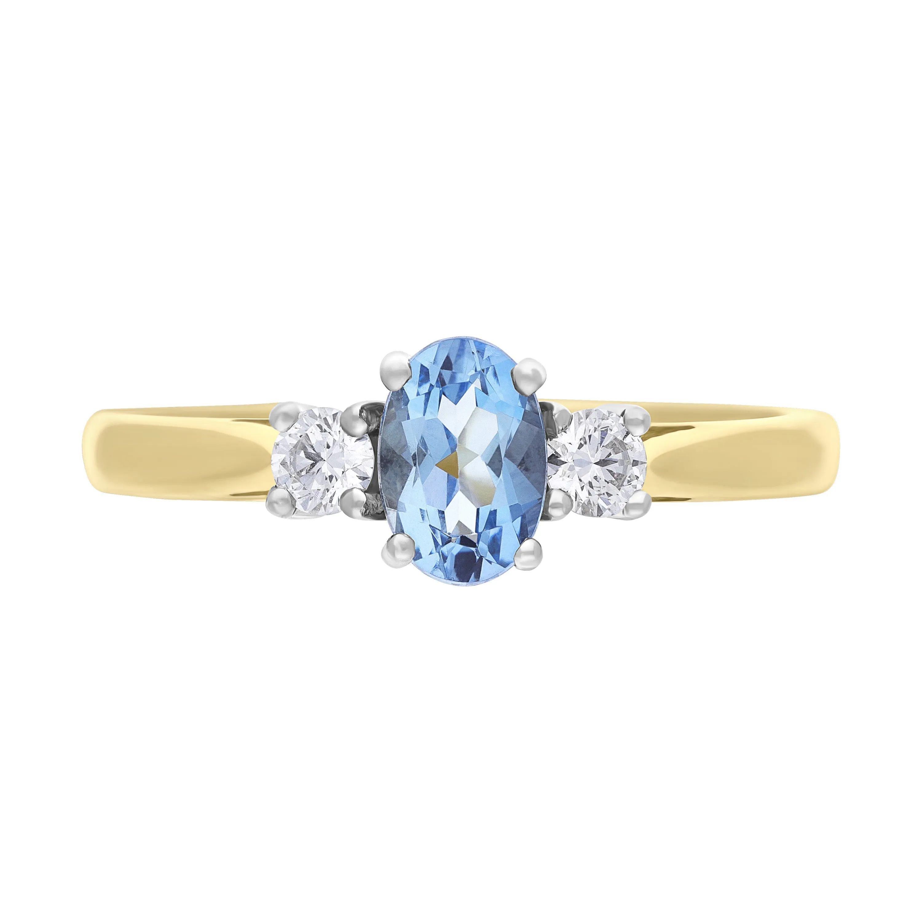 18ct Yellow Gold 0.47ct Aquamarine 0.14ct Diamond Three Stone Ring sold by Jura Watches product image thumbnail 2