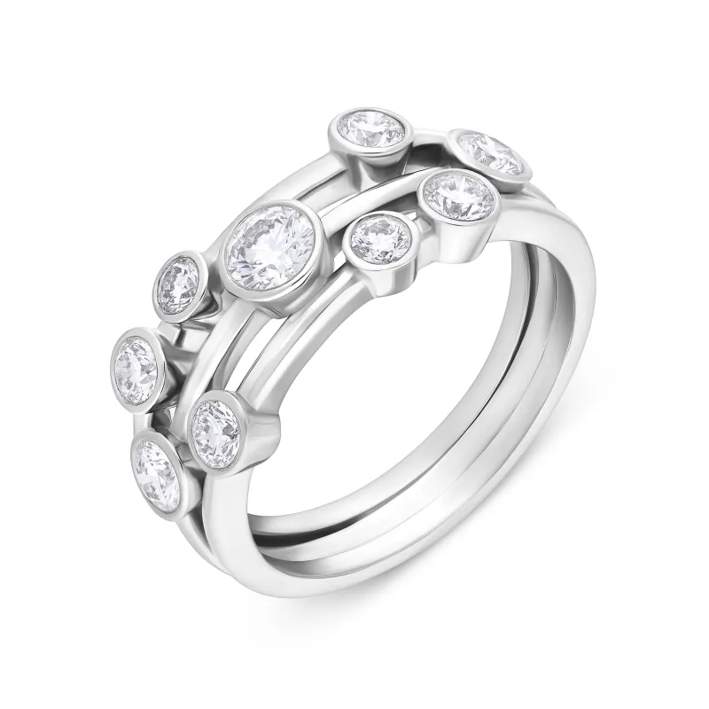 18ct White Gold 0.85ct Diamond Bubble Ring sold by Jura Watches