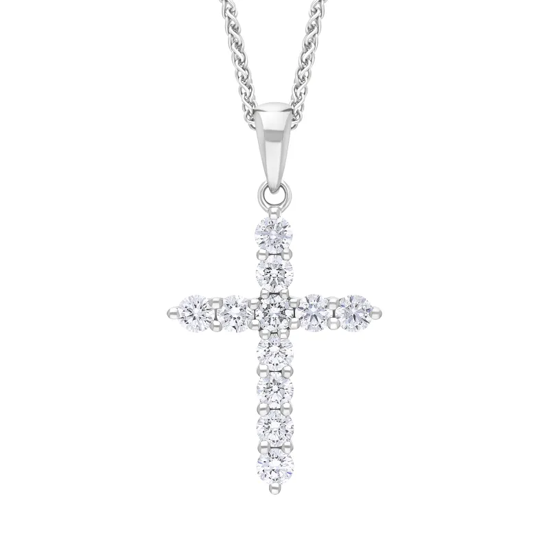 18ct White Gold 0.50ct Diamond Cross Necklace sold by Jura Watches