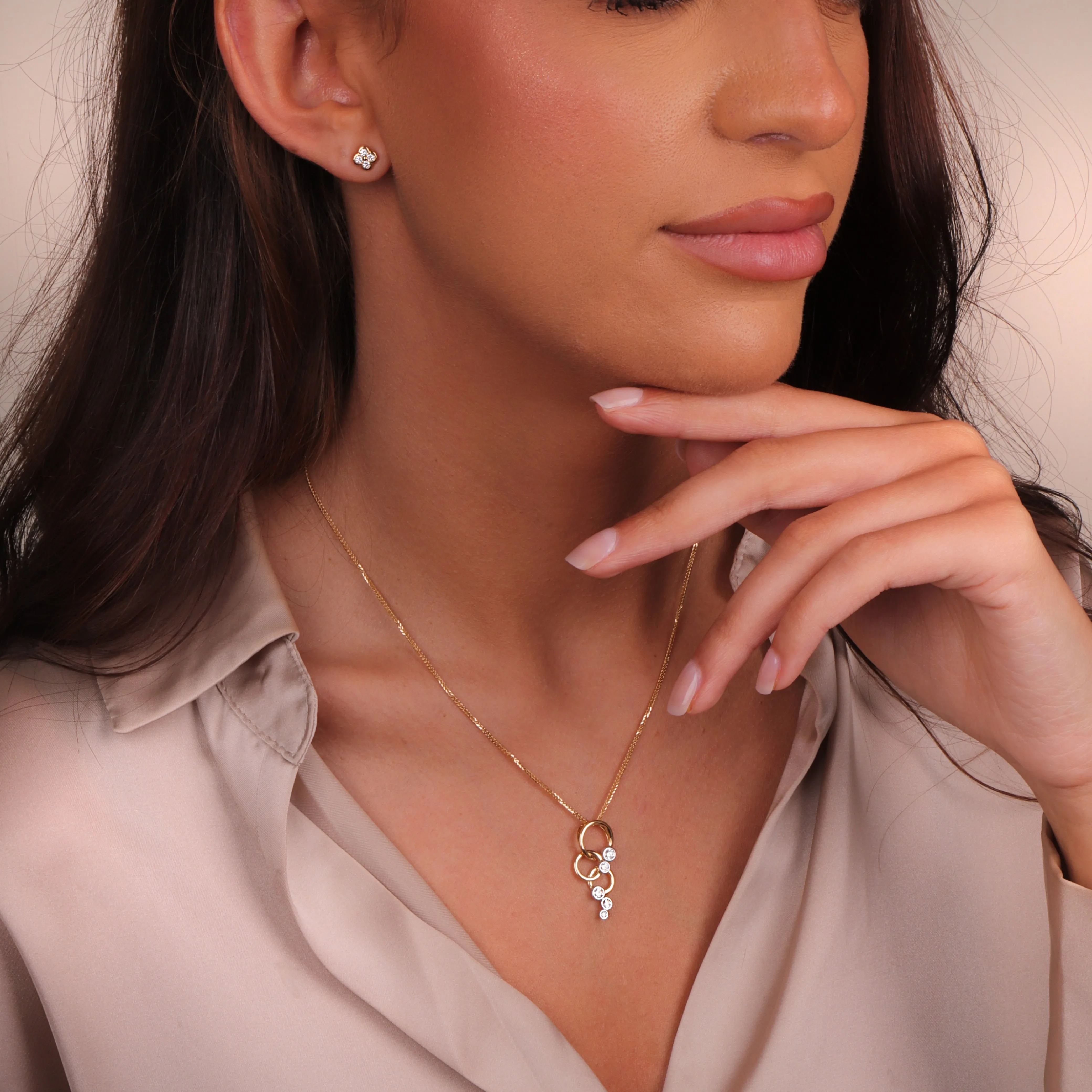 18ct Yellow & White 0.39ct Diamond 5 Stone Triple Circle Round Necklace sold by Jura Watches product image thumbnail 3