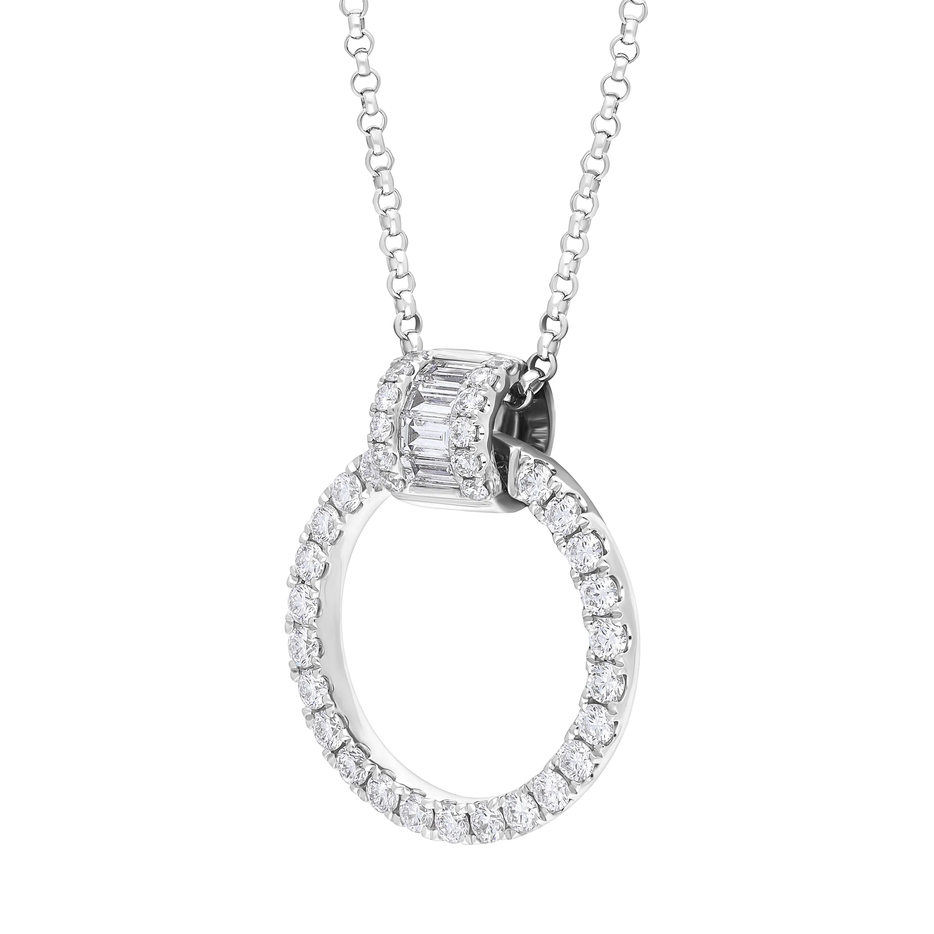 18ct White Gold 0.12 Diamond 0.35 Diamond Circle Bag Barrell Top Pendant & Chain sold by Jura Watches product image thumbnail 2