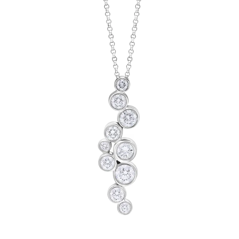 18ct White 1.02 Diamond 10st Bubble Pendant & Chain sold by Jura Watches