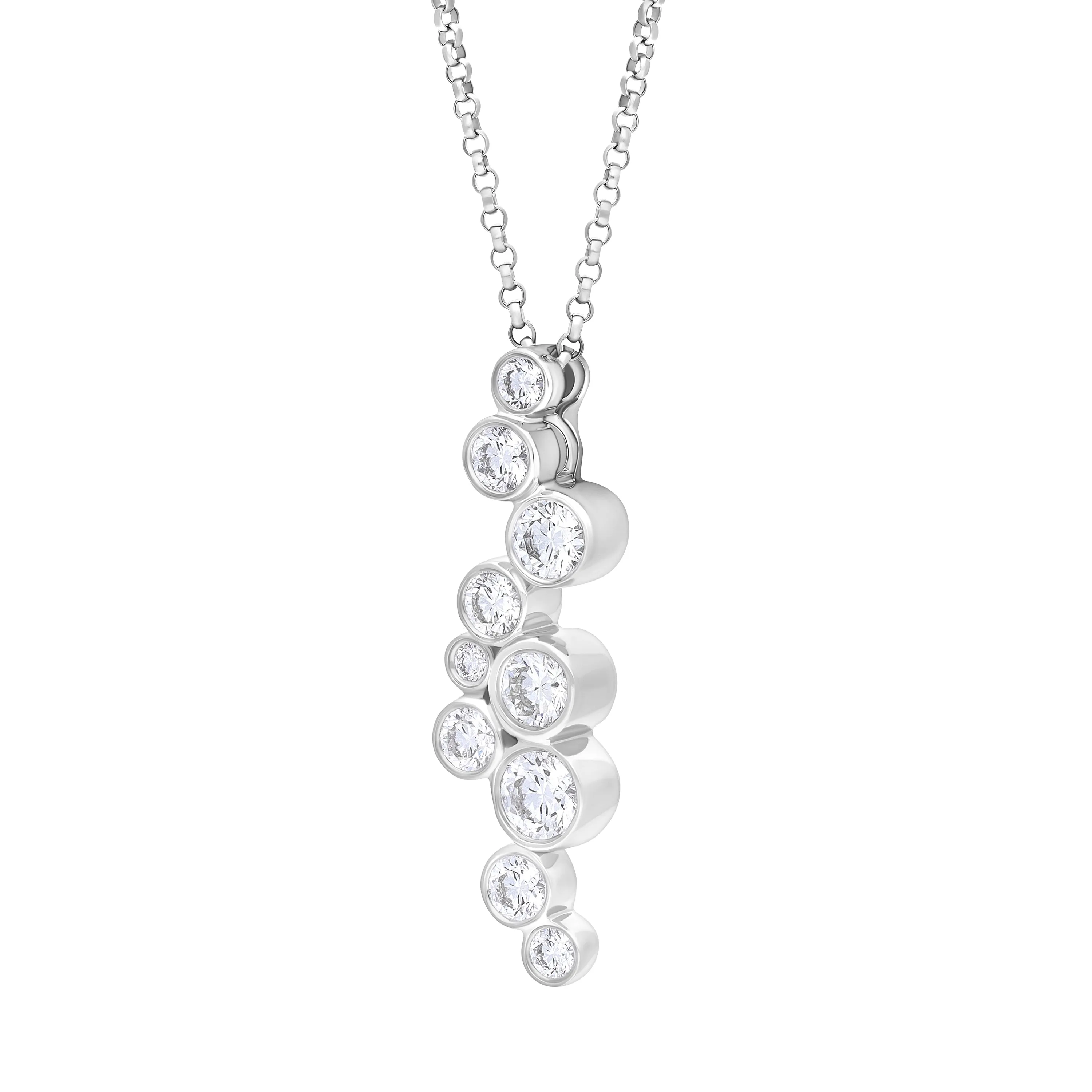18ct White 1.02 Diamond 10st Bubble Pendant & Chain sold by Jura Watches product image thumbnail 2