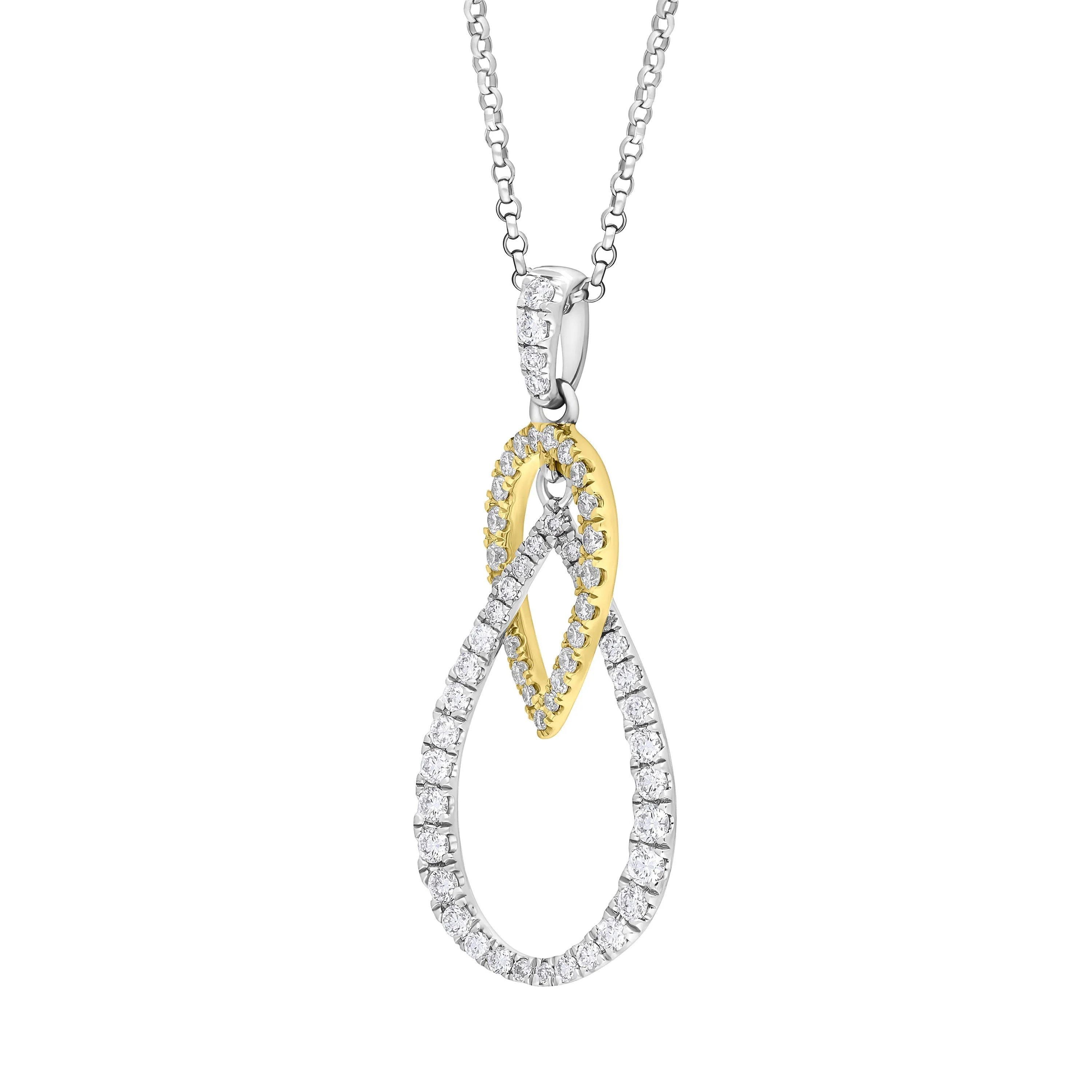 18ct Yellow and White Gold 0.45 Diamond 2 Drop Shape Pendant & Chain sold by Jura Watches product image thumbnail 2