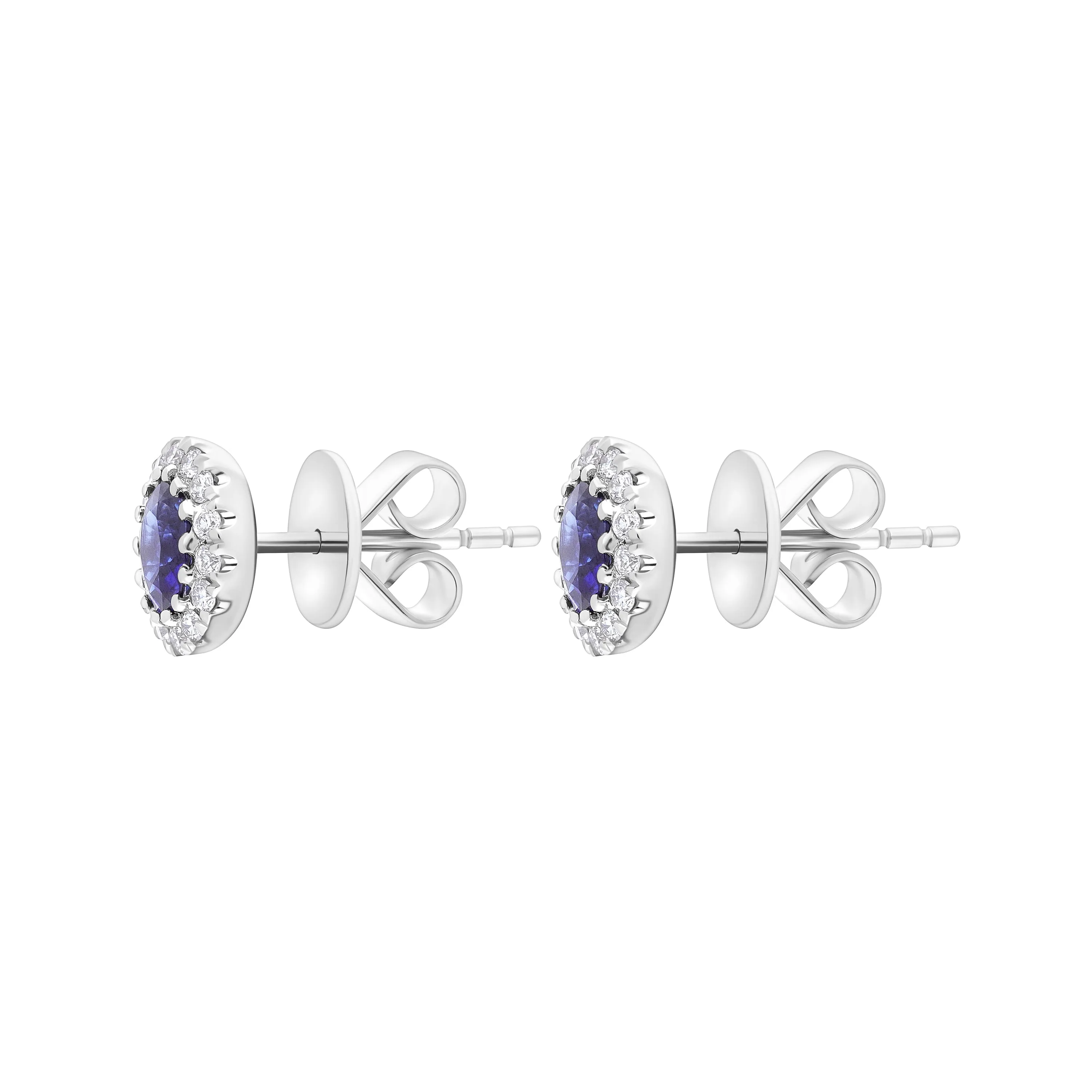 18ct White Gold .80 Sapphire .16 Diamond Cluster Earrings sold by Jura Watches product image thumbnail 2