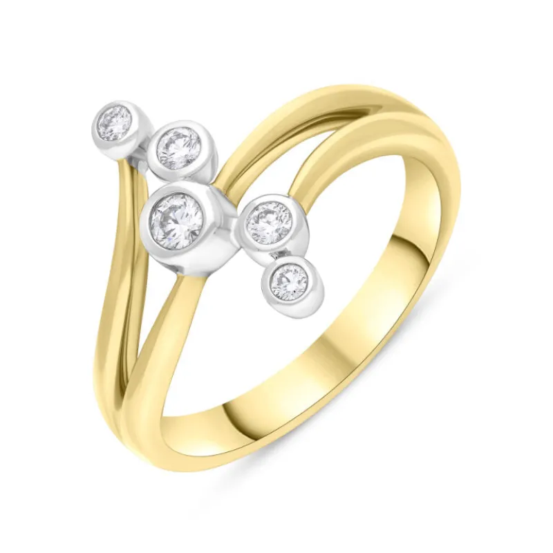 18ct Yellow and White Gold 0.21 5 Stone Diamond Row Bubble Ring sold by Jura Watches