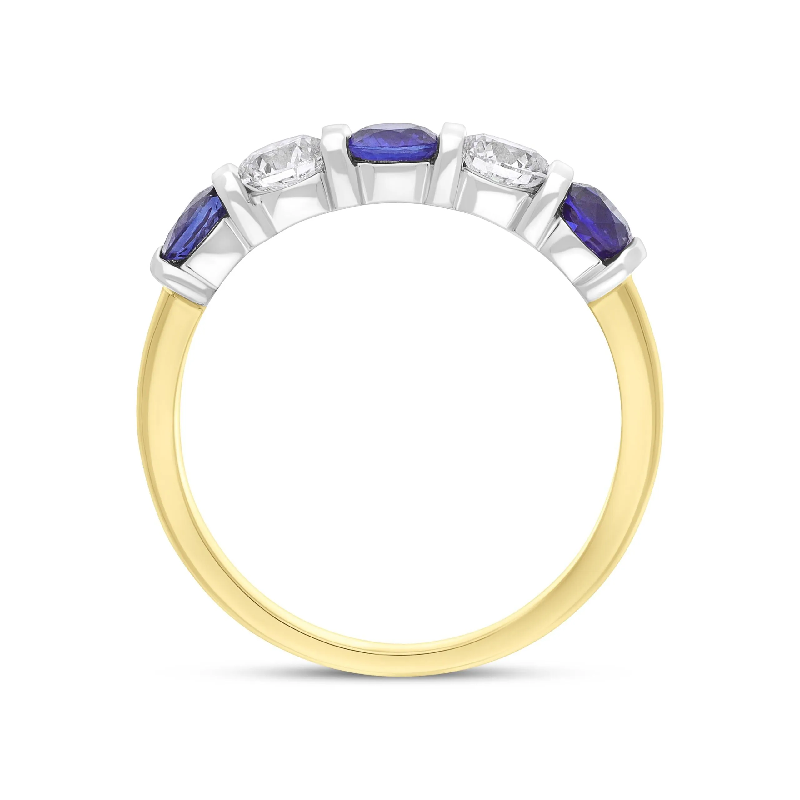 18ct Yellow and White Gold 0.94ct Sapphire 0.53ct 5 Stone Diamond Bar Set Eternity Ring sold by Jura Watches product image thumbnail 3