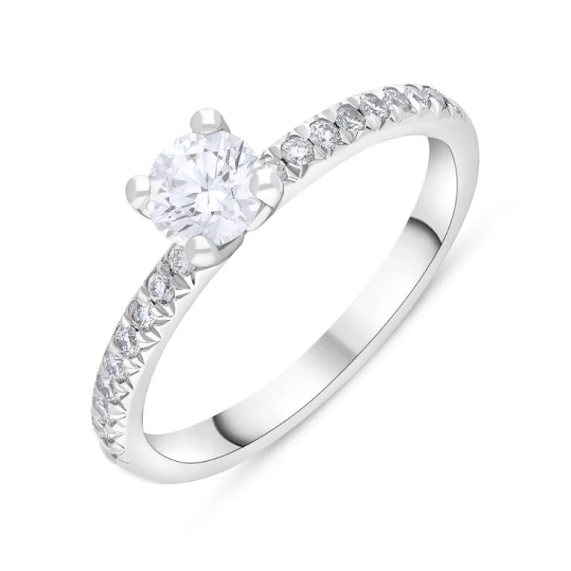 Platinum 0.40ct Diamond Solitaire 0.17ct Diamond Tulip Shank Ring Size L GIA FSI1 sold by Jura Watches