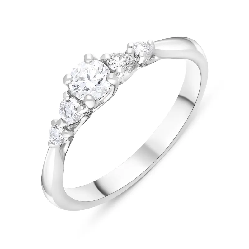 Platinum .19 Diamond .27 5 Stone Diamond Claw Grad Eternity Ring made by Jura Watches