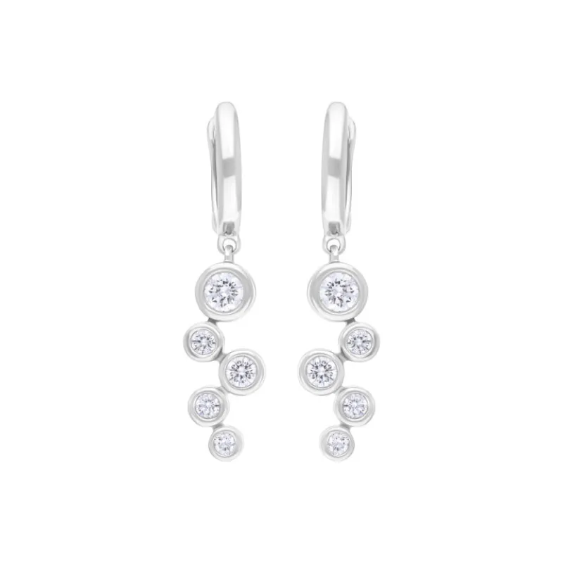 18ct White Gold 0.39ct 5 Stone Diamond Bubble Drop Hoop Earrings sold by Jura Watches