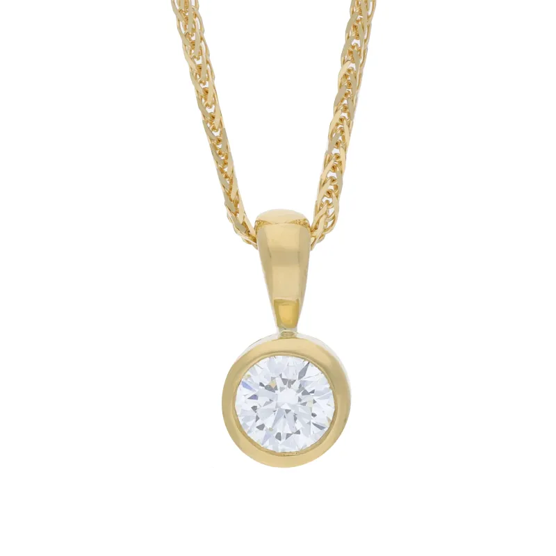 18ct Yellow Gold 0.26ct Diamond Round Solitaire Pendant & Chain sold by Jura Watches